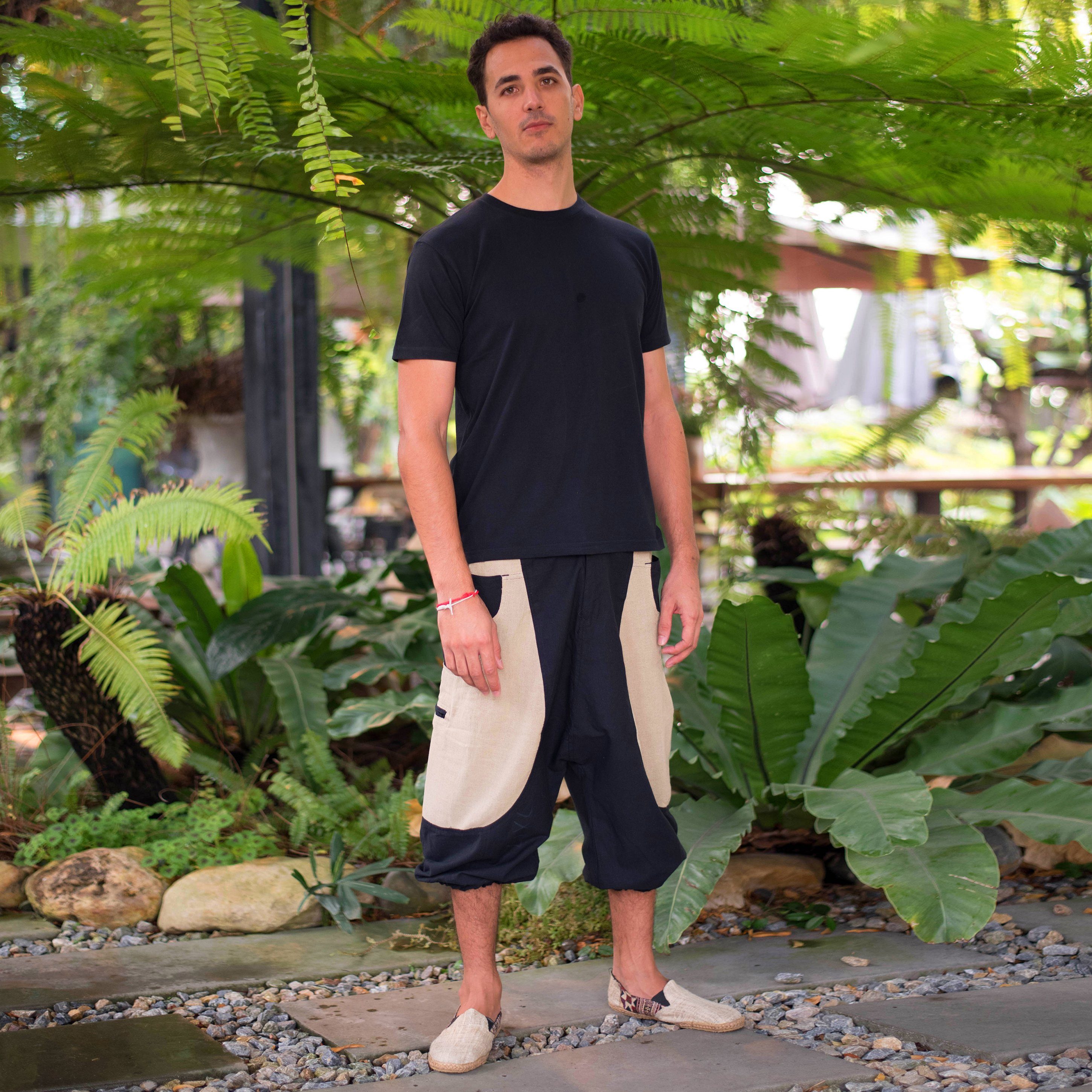 virblatt Шорты Haremshose Herren kurz & kurze Haremshose Damen, Unisex, Goa Hose 2 Reißverschlusstaschen