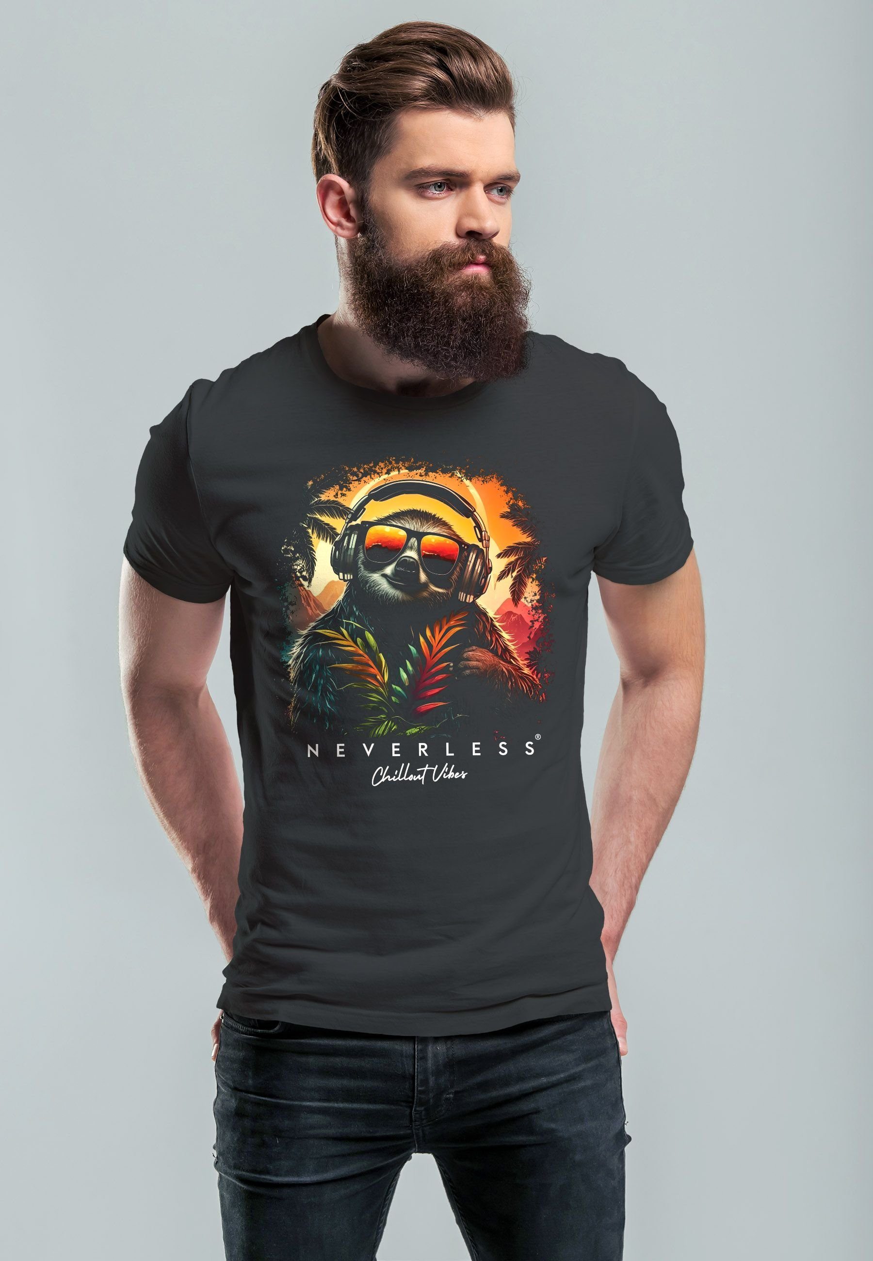 Neverless Print-Shirt Herren T-Shirt Musik DJ günstig online kaufen
