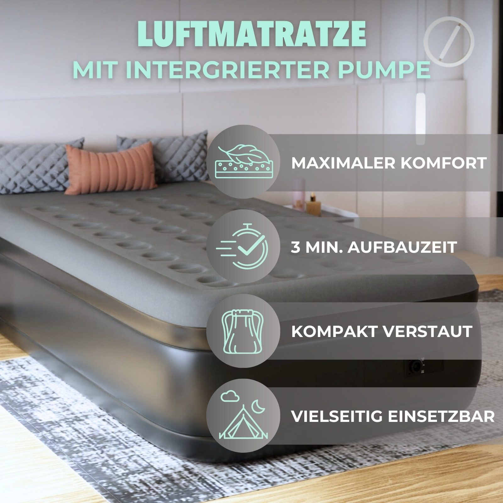 HAGO Luftbett Premium Luftbett Luftmatratze selbstaufblasend Pumpe Gästebet günstig online kaufen
