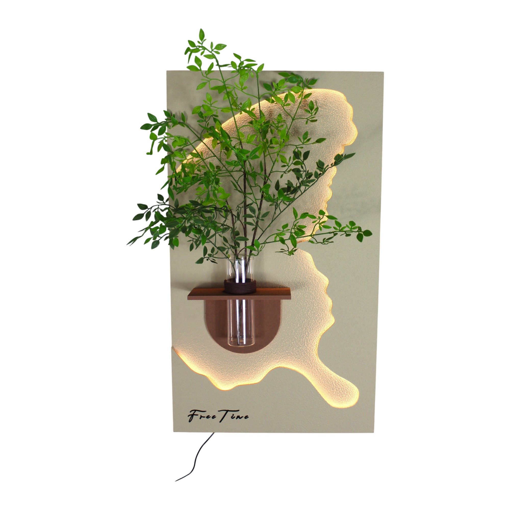 Arnusa LED-Bild 3D Wandbild mit LED-Beleuchtung & dekorativer Glasvase, Baum, Wanddeko Wandskulptur Wohnzimmerdeko – Bild 4 von 5