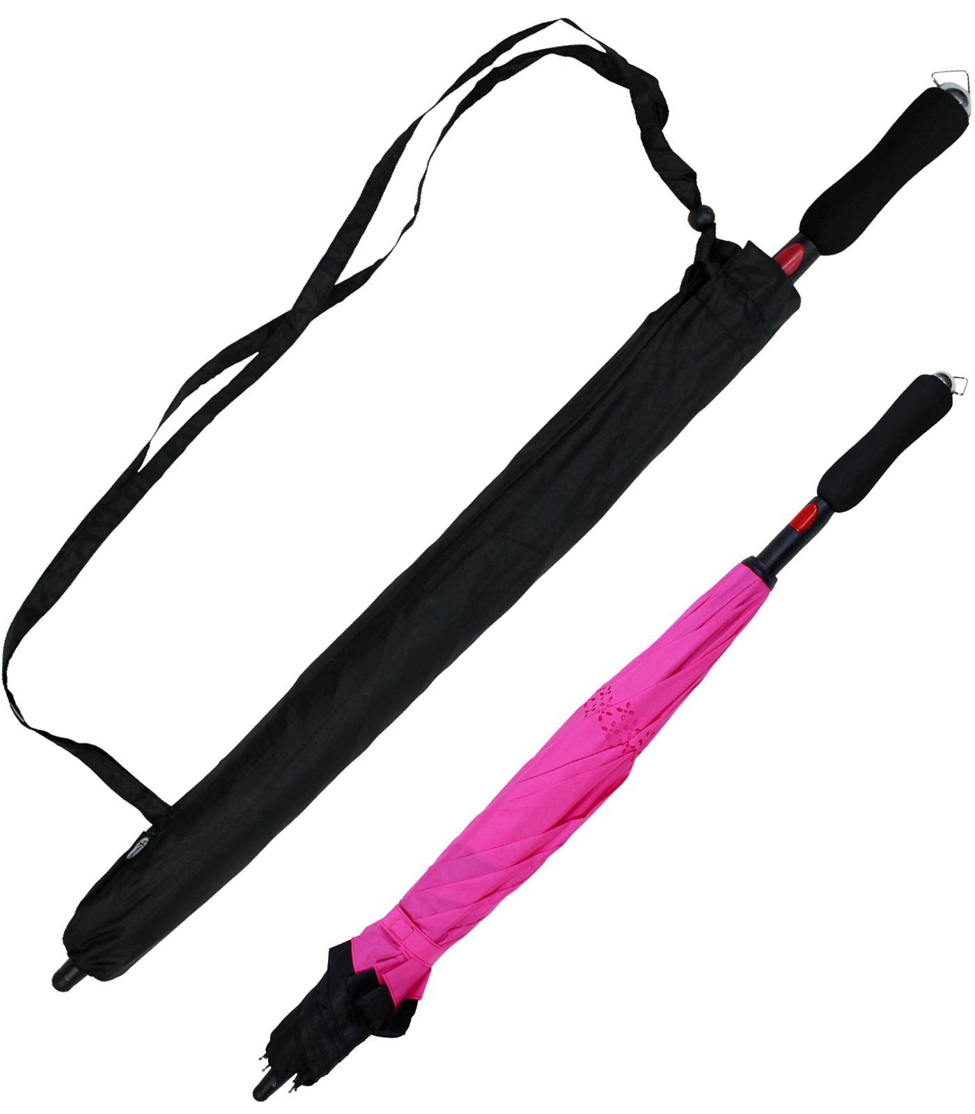 iX-brella zu schwarz-neon-pink umgedreht öffnen Langregenschirm umgedreht Automatik, Reverse-Schirm - mit
