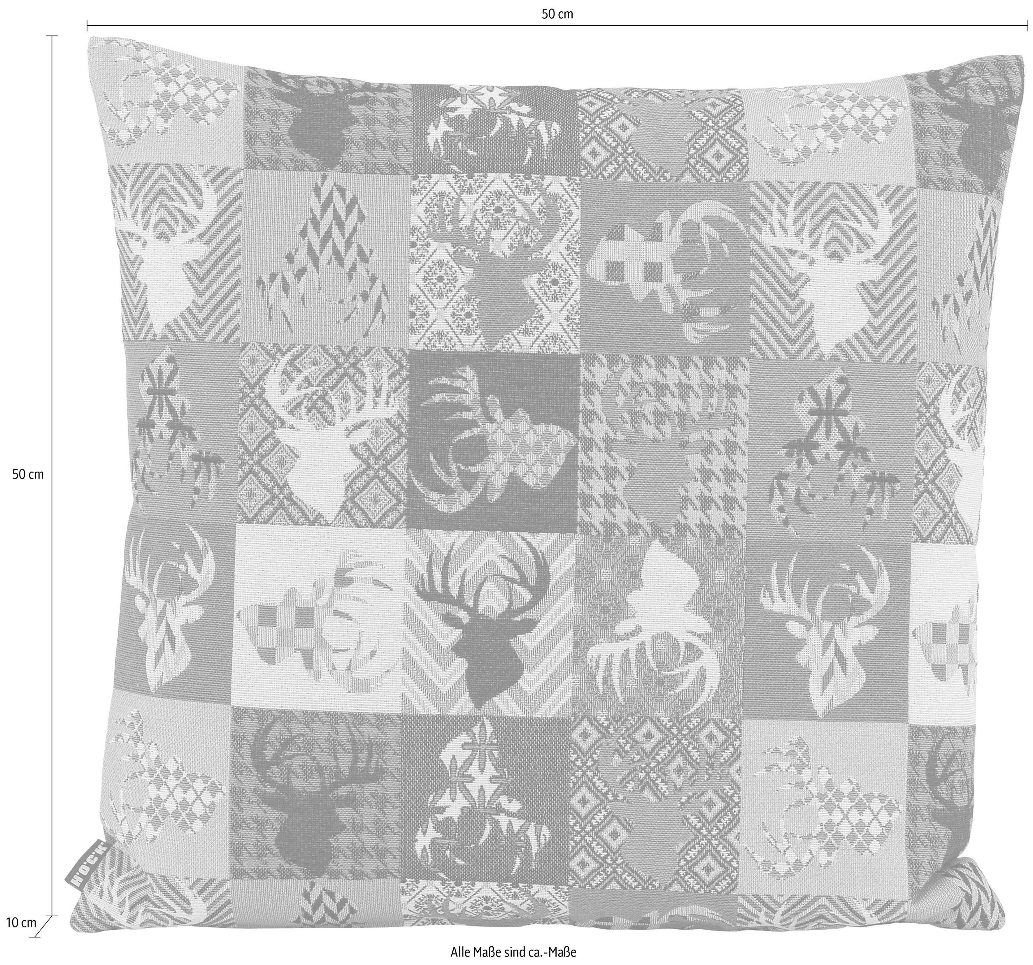 H.O.C.K. Dekokissen Harry Hirsch Tegan Patch, mit kleinen Hirschmotiven, Kissenhülle mit Füllung, 1 Stück