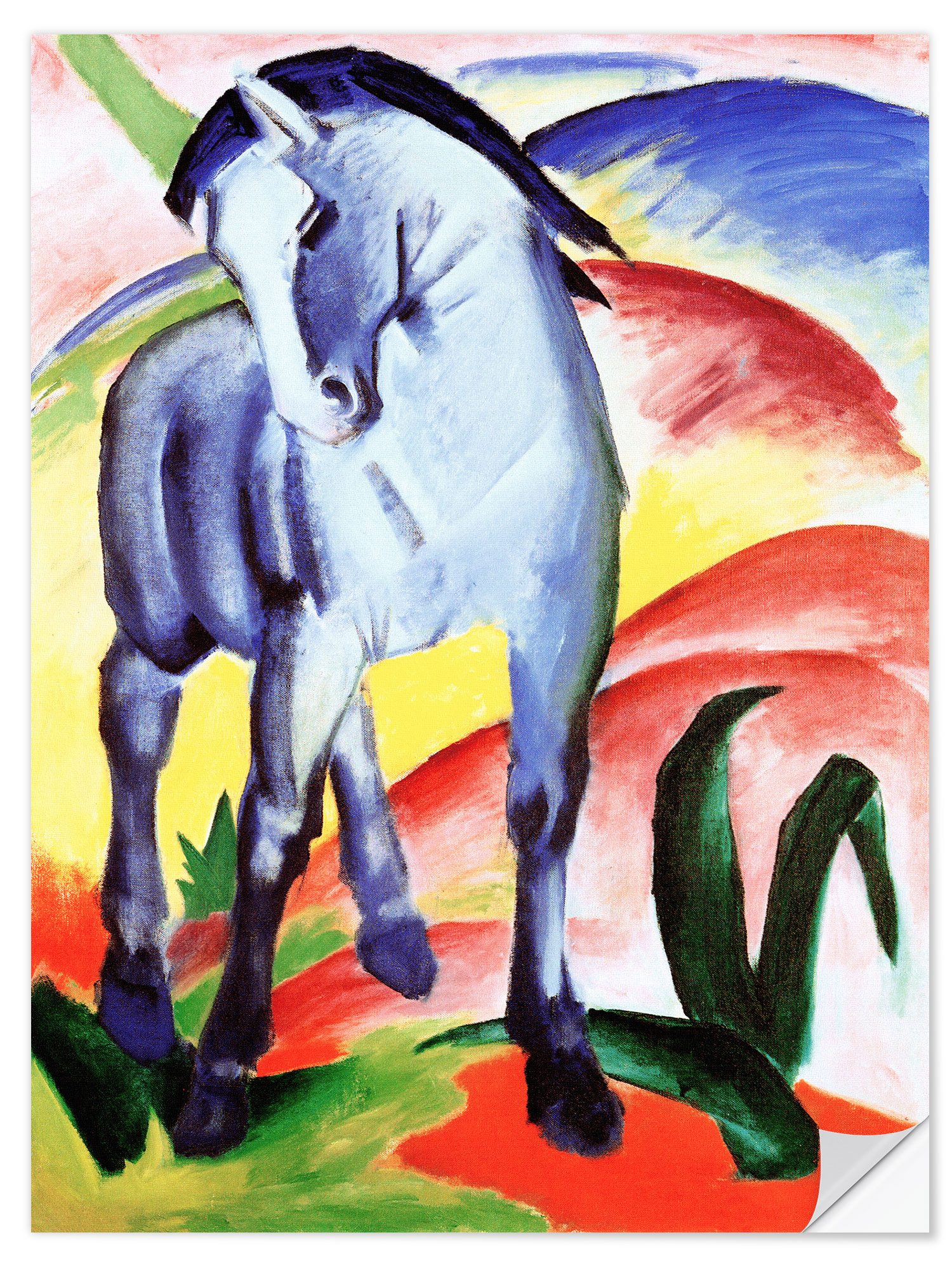 Posterlounge Wandfolie Franz Marc, Blaues Pferd I, Malerei