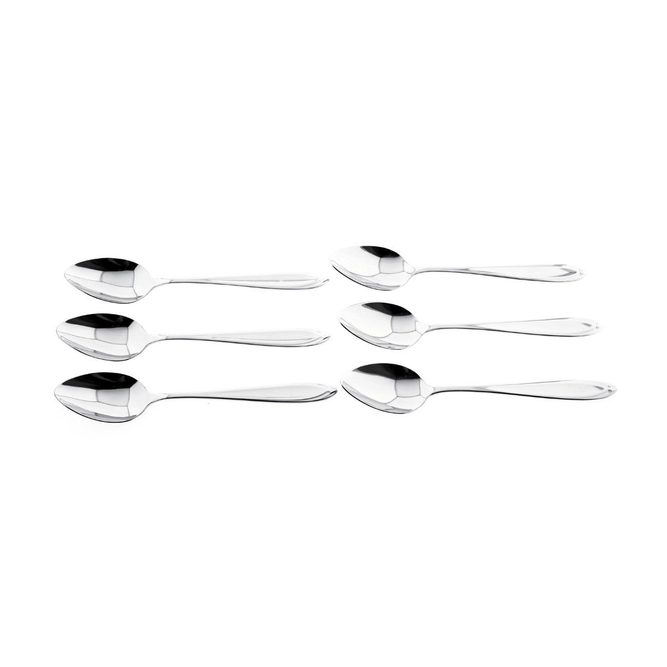 Almina Bestecklöffel 6 Tlg. Menülöffel-Set aus Chrom-Edelstahl 18/10 Silber mit Design (6 Stück)