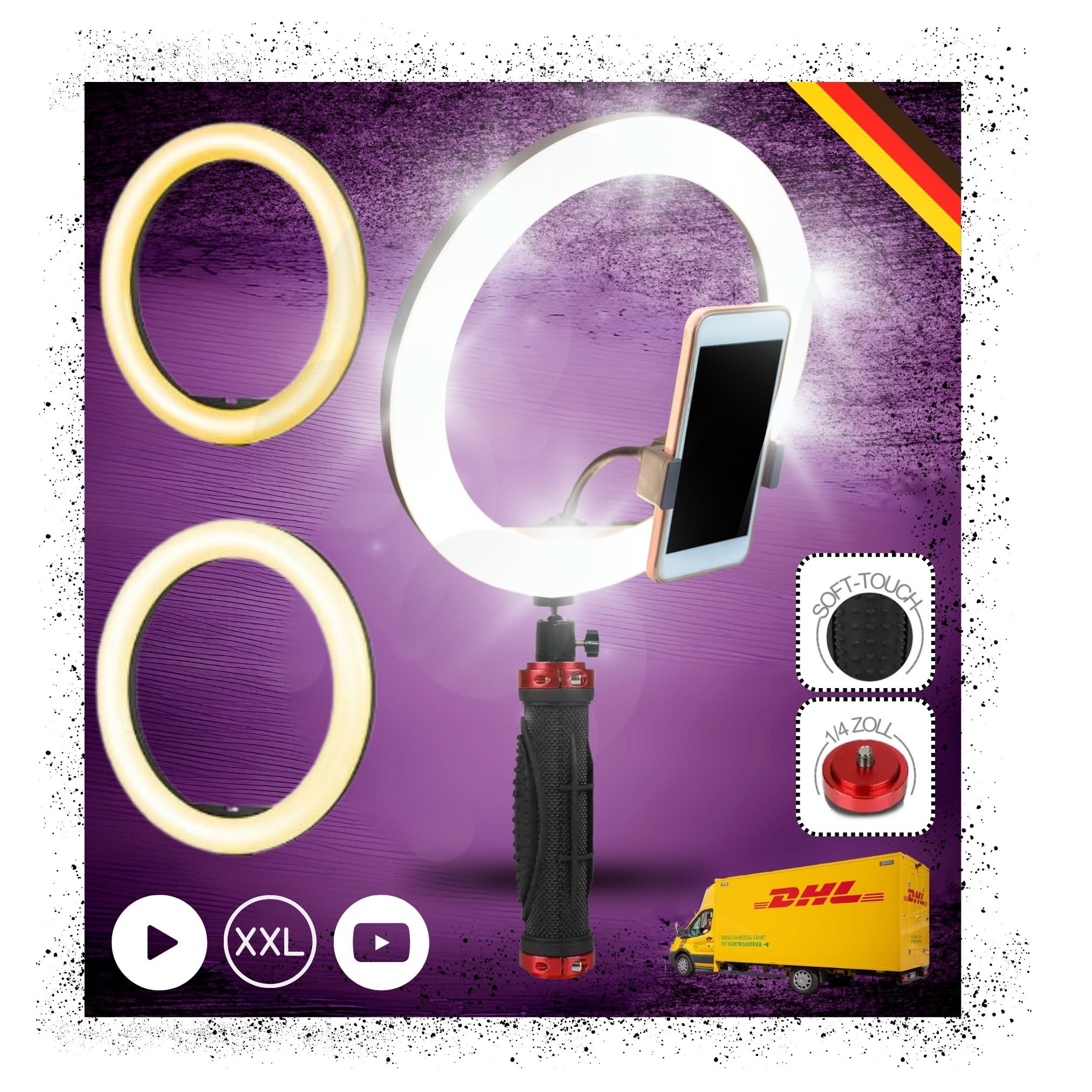 Handgriff Ringlicht Lampe für Smartphone iPhone Halterung Selfiestick Selfiestick