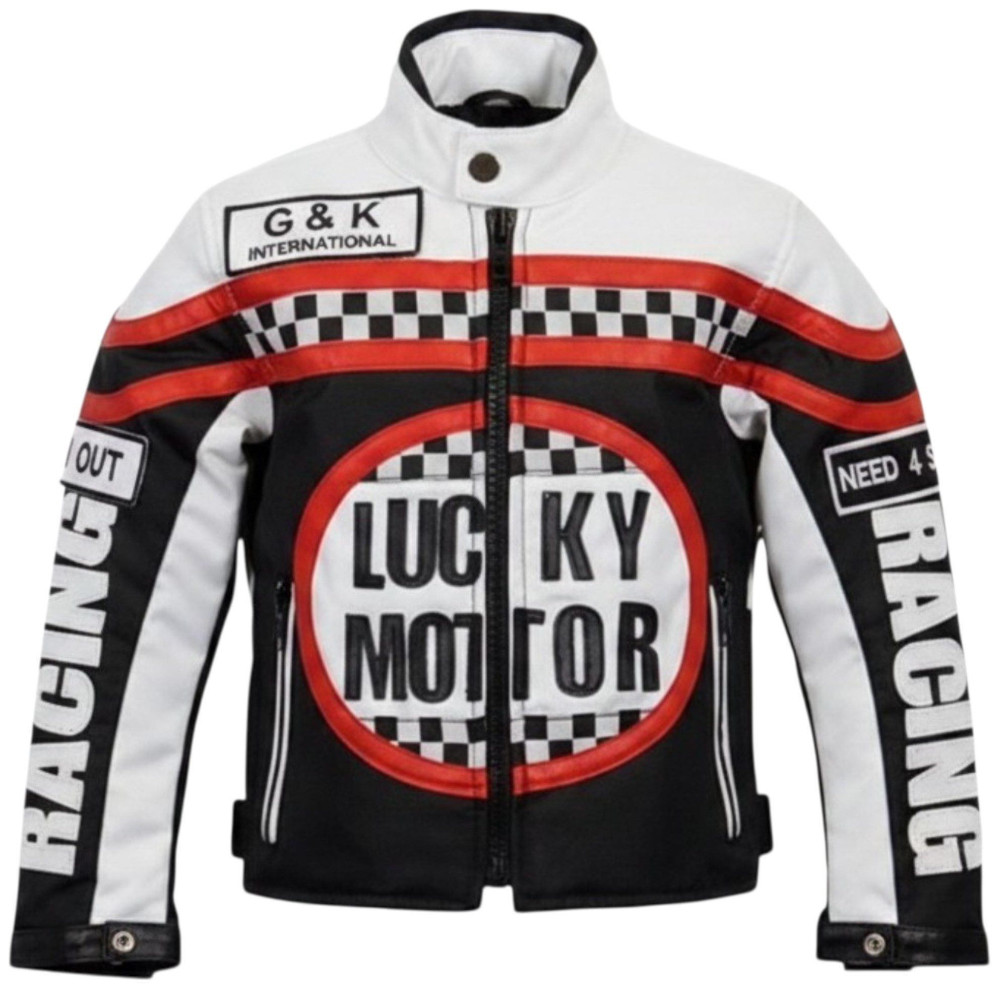 MDM Motorradjacke Kinder Motorradjacke Racing Stil mit Protektoren (Kinder Motorradjacke im Racing Stil mit Protektoren) Kinder Motorradjacke im Racing Stil, 500D Textil