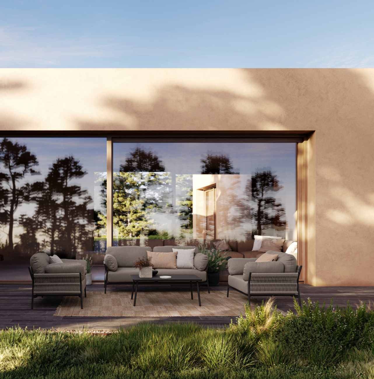 Feeling4Home Gartensessel Pardis aus Aluminium, Raven, abnehmbare Sitz- und Rückenkissen