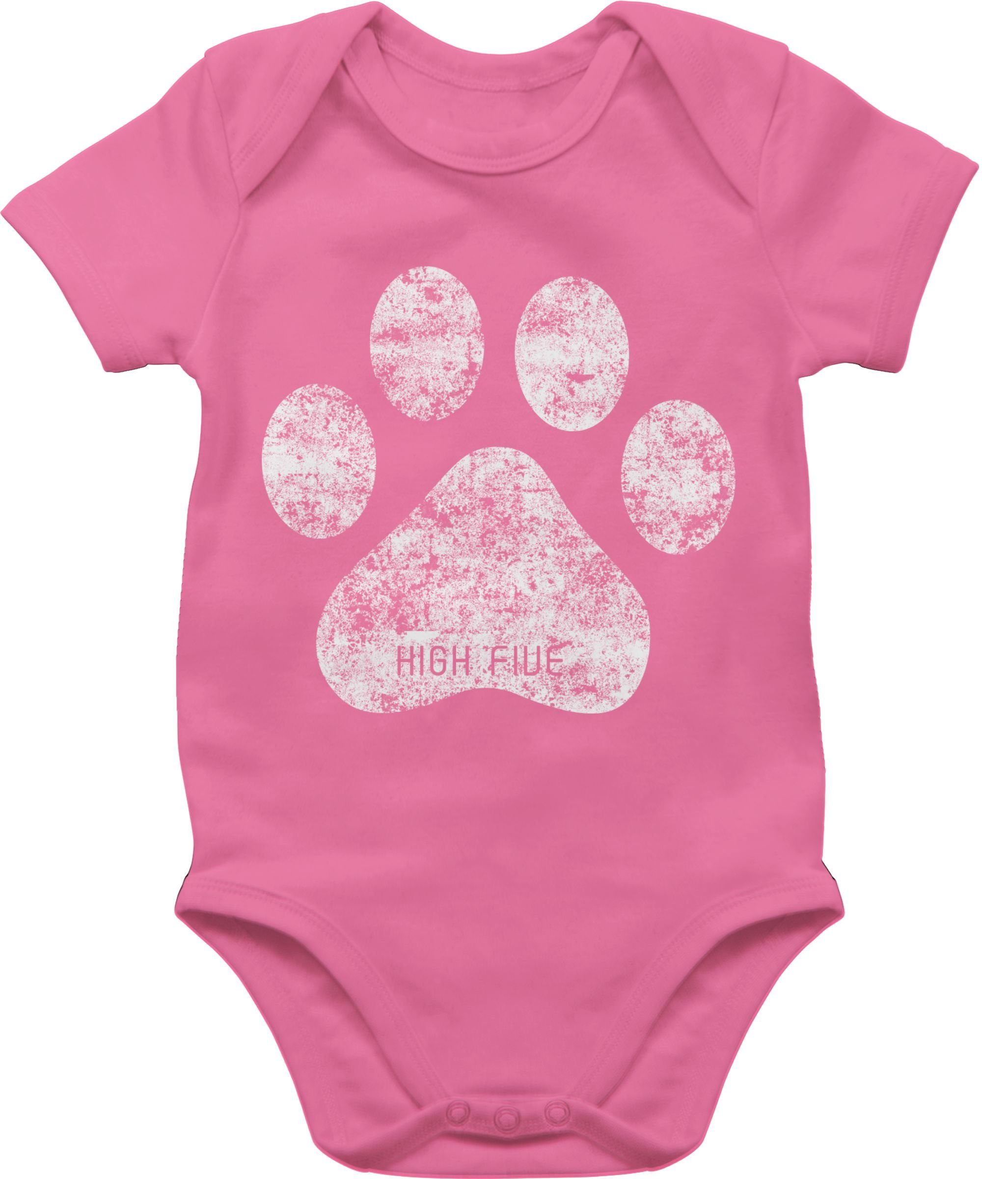 Shirtracer 1 Pink Hunde Pfote Baby Five Shirtbody High Tiermotiv Print Animal
