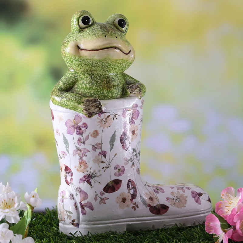 MARELIDA Gartenfigur »Dekofigur Frosch OLLI im Stiefel Gartenfigur grün Frühling Gartendeko 26,5cm«, (1 St)
