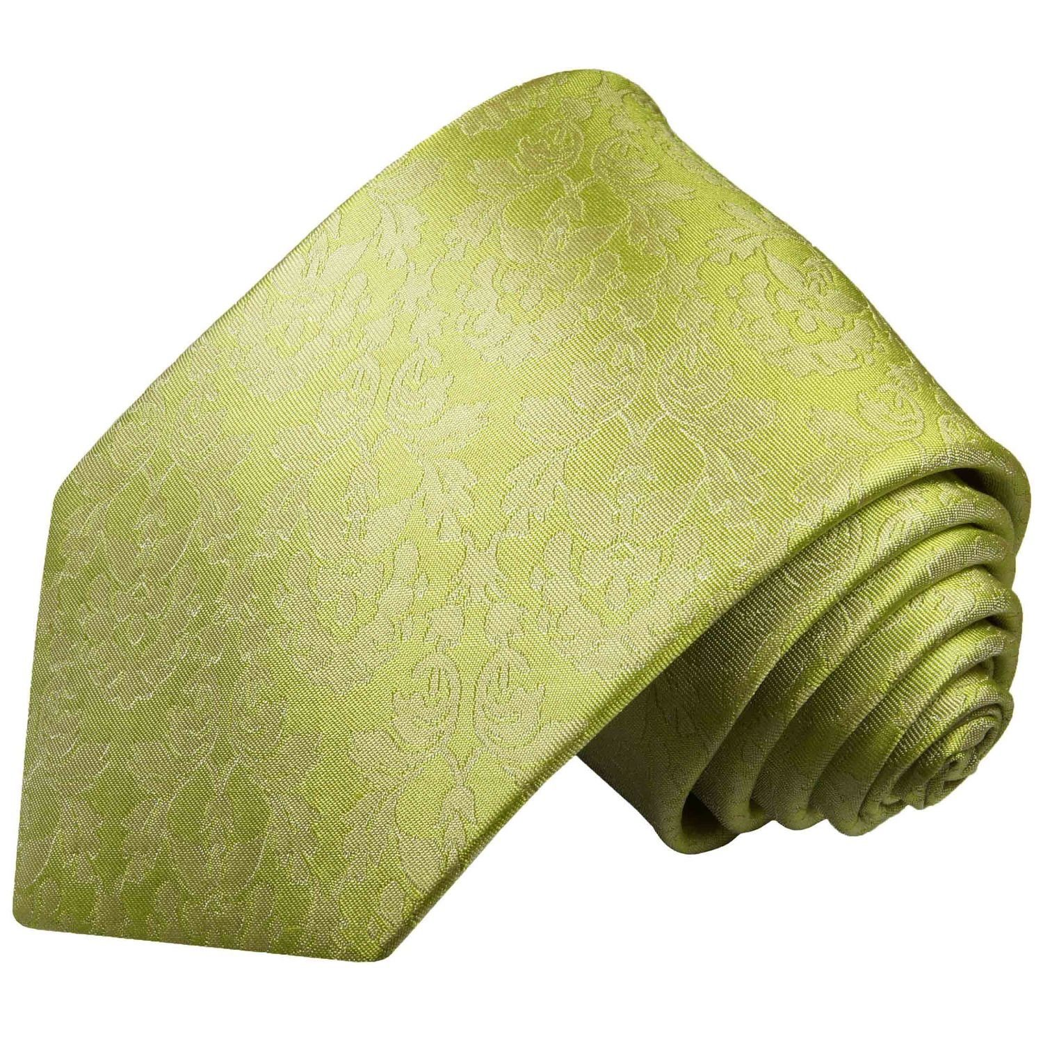 (8cm), und 100% Malone 906 Krawatte geblümt Seidenkrawatte Tuch Krawatte grün Seide mit Paul 2-St., (Set, Breit Einstecktuch) Herren