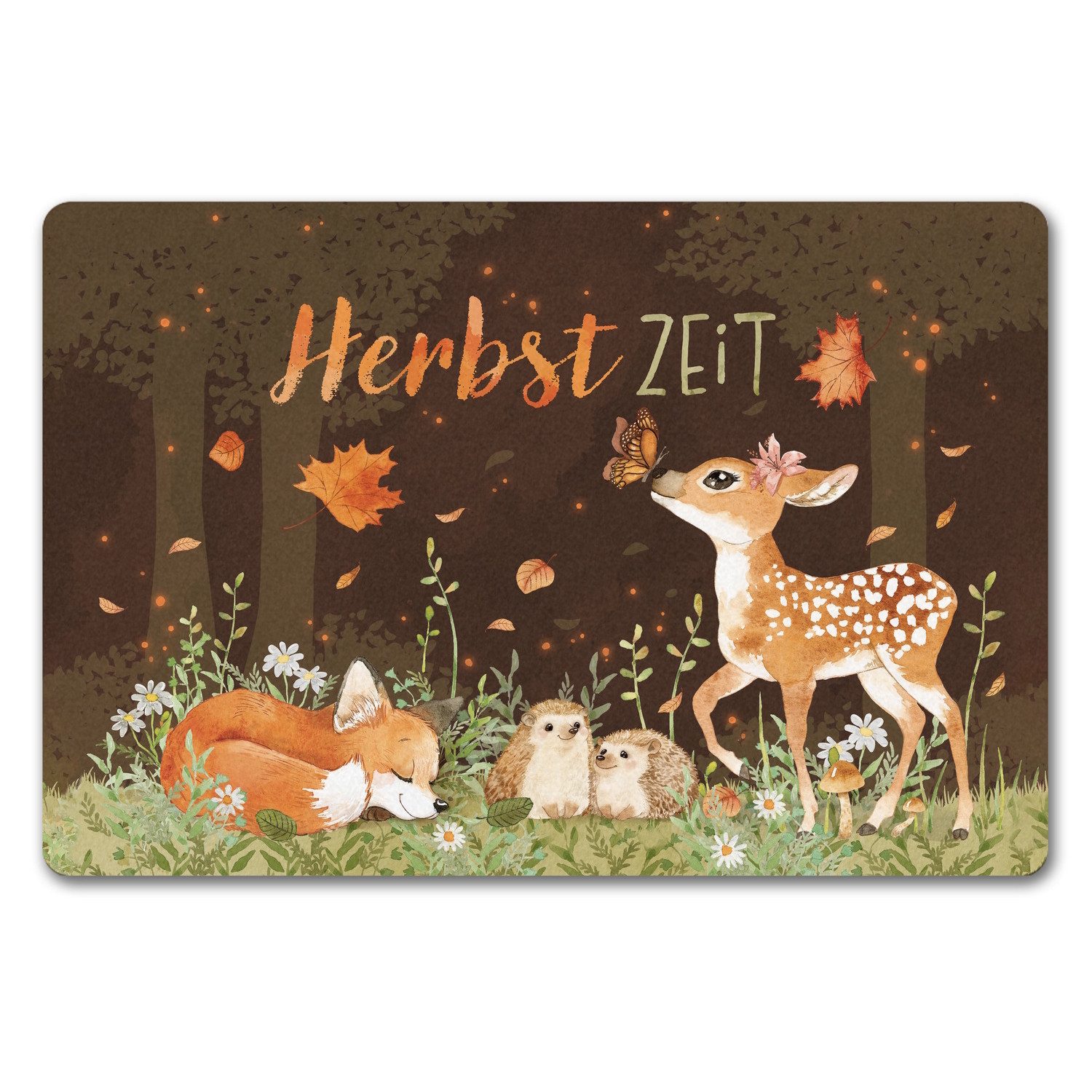 speecheese Fußmatte Tier des Waldes Fußmatte in 40x60 cm ohne Rand mit Spruch Herbstzeit