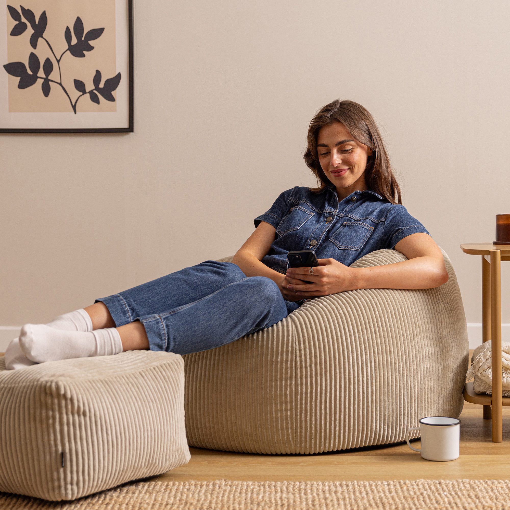 icon Sitzsack Erwachsene XXL mit Hocker aus Cord „Kingston“ (Spar-Set, 1 x günstig online kaufen