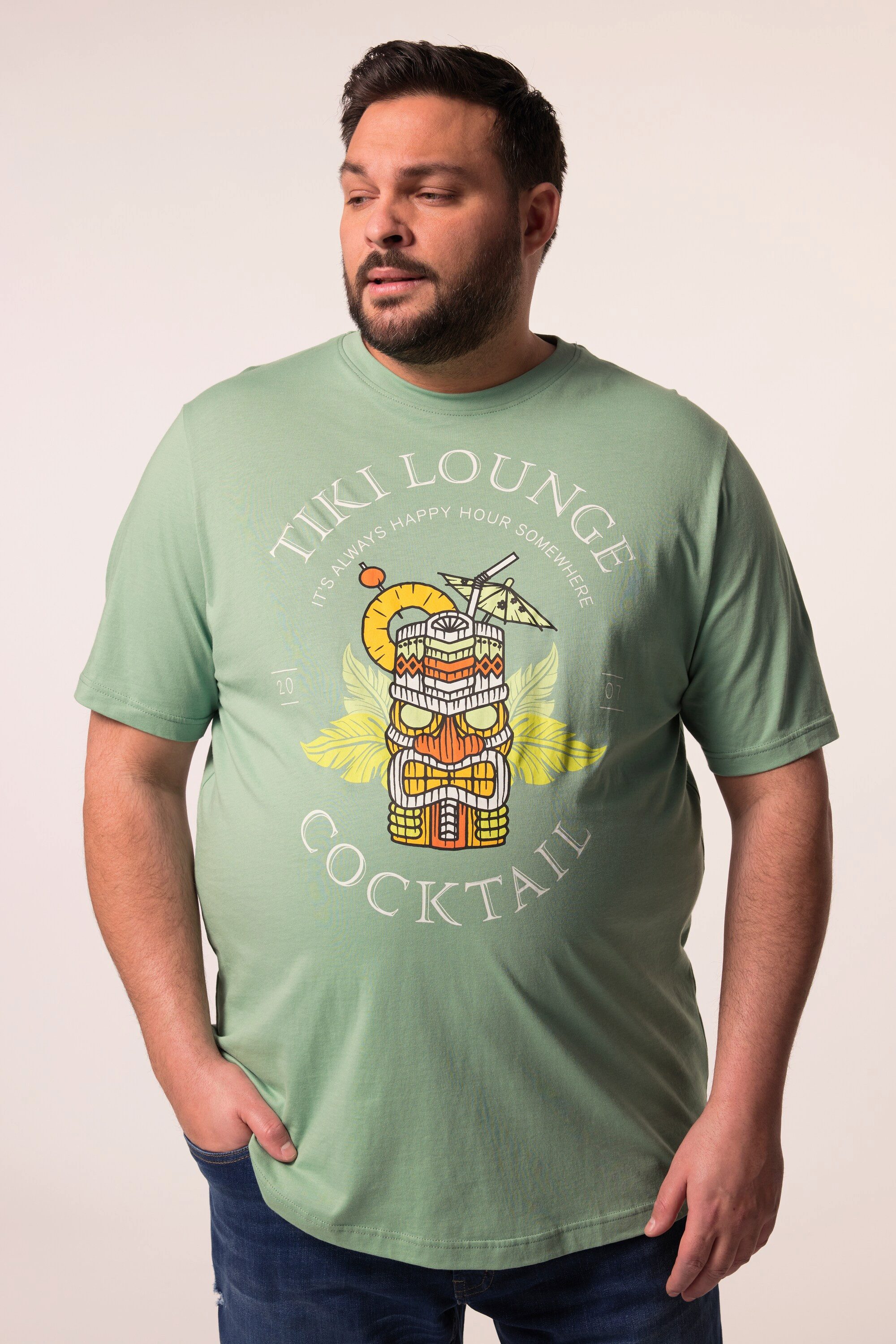 Men Plus T-Shirt Men+ T-Shirt Halbarm Print Rundhals bis 8 XL günstig online kaufen