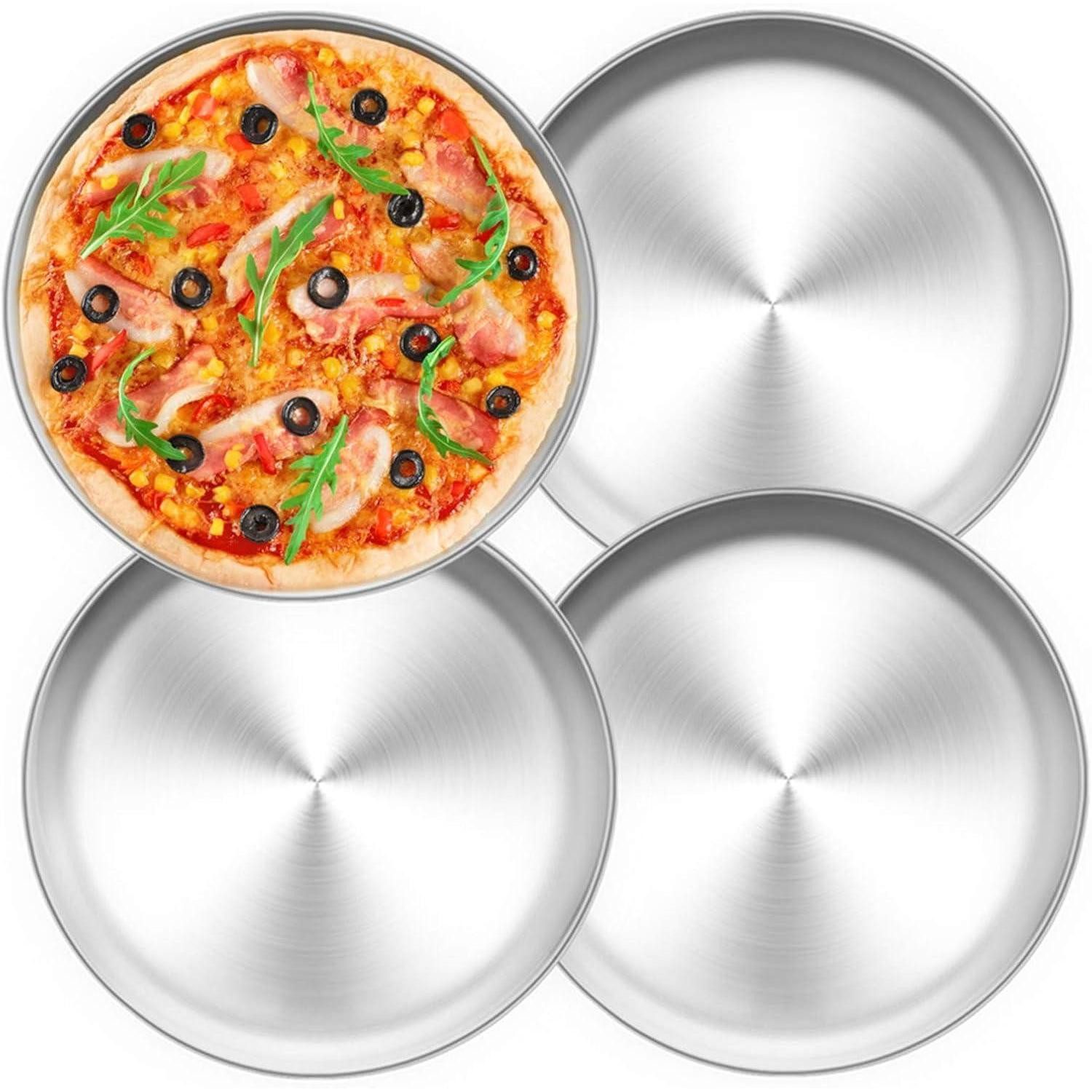 LuxusKollektion Pizzablech Pizzablech 4er-Set Edelstahl Rund Pizzaform 26 cm Spülmaschinenfest