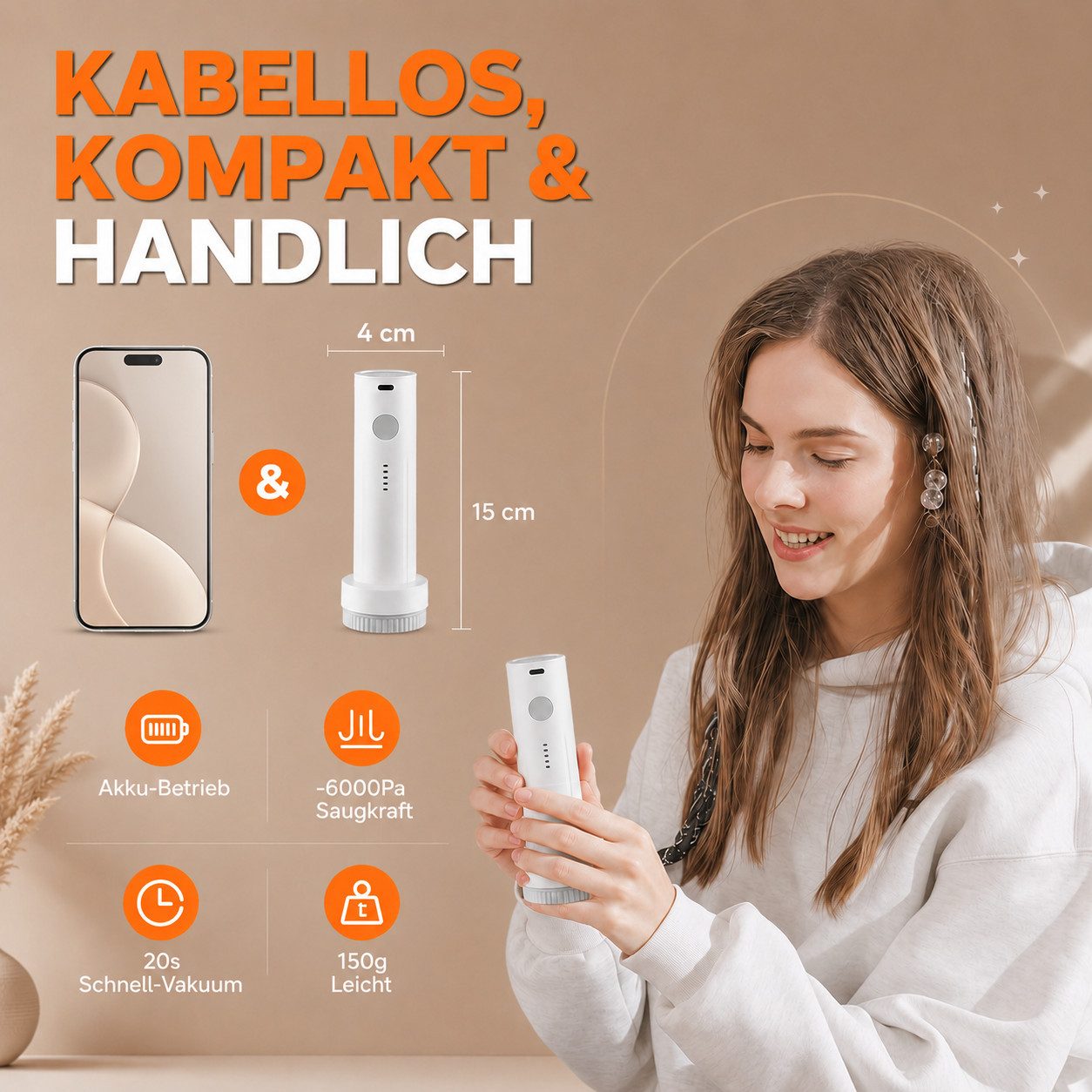 Forrlite Elektropumpe Elektrische Vakuumpumpe 25W, 6000Pa Mini Luftpumpe für Vakuumbeutel
