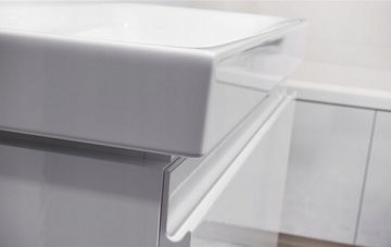 KOLMAN Waschbeckenunterschrank Badmöbel Set MODUO SLIM 50 Badezimmerschrank mit Schubladen & Keramikwaschbecken