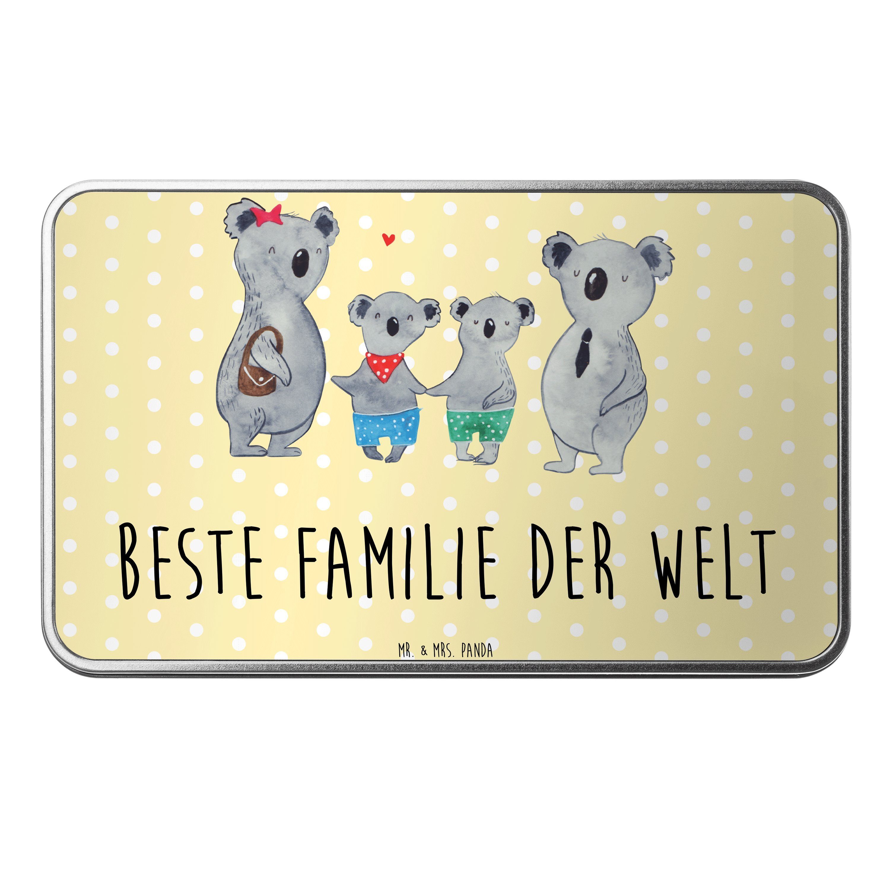 Mr. & Mrs. Panda Dose Koala Familie zwei - Gelb Pastell - Geschenk, Container, Blechdose, M (1 St)