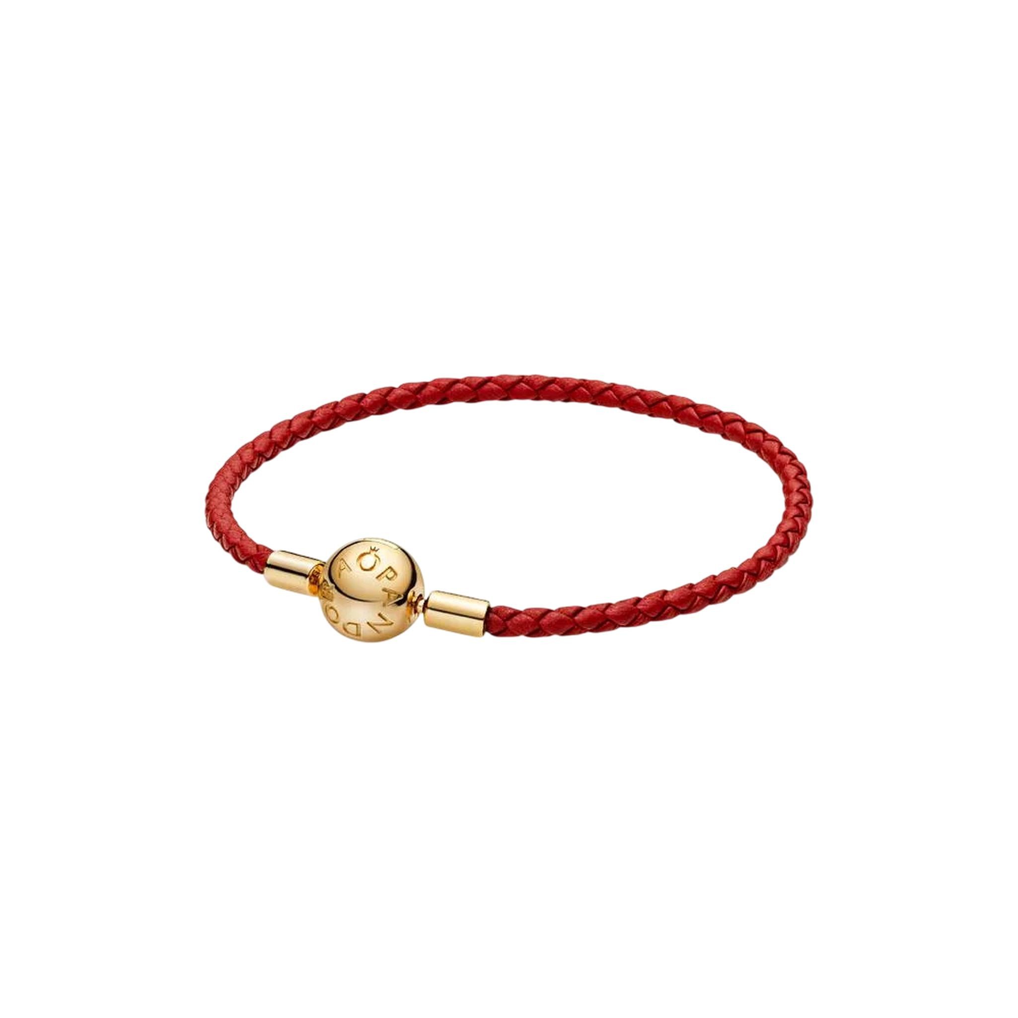 Pandora Armband Lederarmband Rot Geflochten 14K Vergoldet 568777C01-19 cm günstig online kaufen