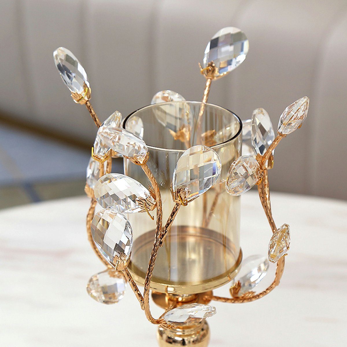 aus aus Glas Kristall luxuriöser (1 St), Kerzenleuchter Creative götäzer Home Kerzenhalter Leichter, Duftkerzen-Kerzenhalter Goldener