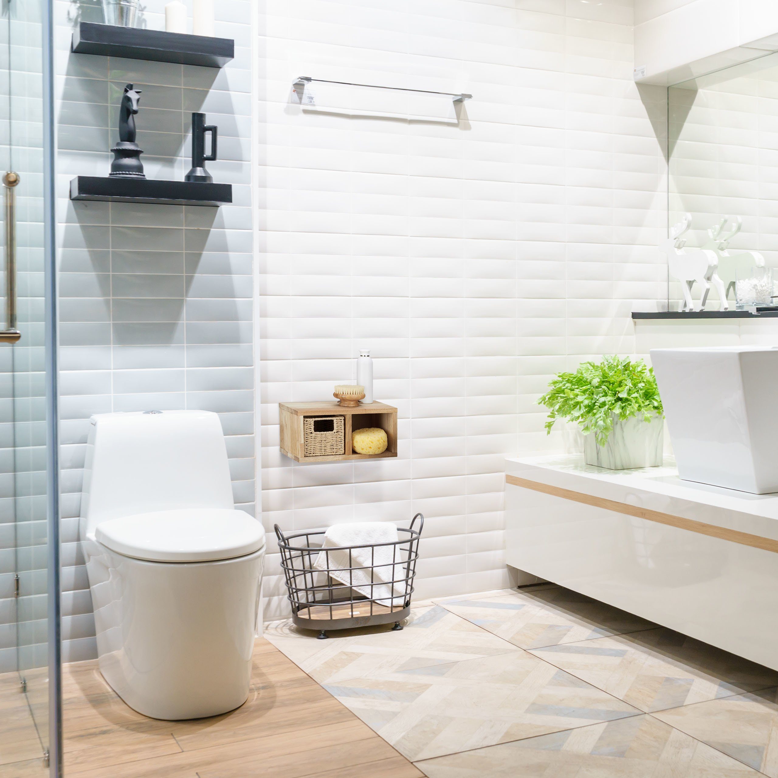 relaxdays Wandregal Walnuss Wandregal mit Körben, 2 günstig online kaufen