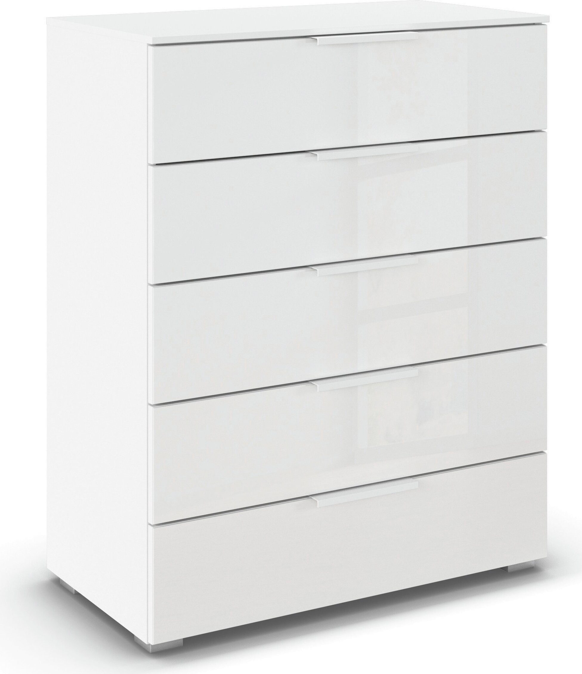 rauch Schubkastenkommode Highboard Sideboard Kommode MONTCLAR Frontauswahl Dekor/Hochglanz/Glas (in 2 Breiten: 40 oder 80 cm / Höhe 100 cm, inkl. Soft-Close-Funktion), mit 5 geräumigen Schubladen, viele Griffvarianten MADE IN GERMANY