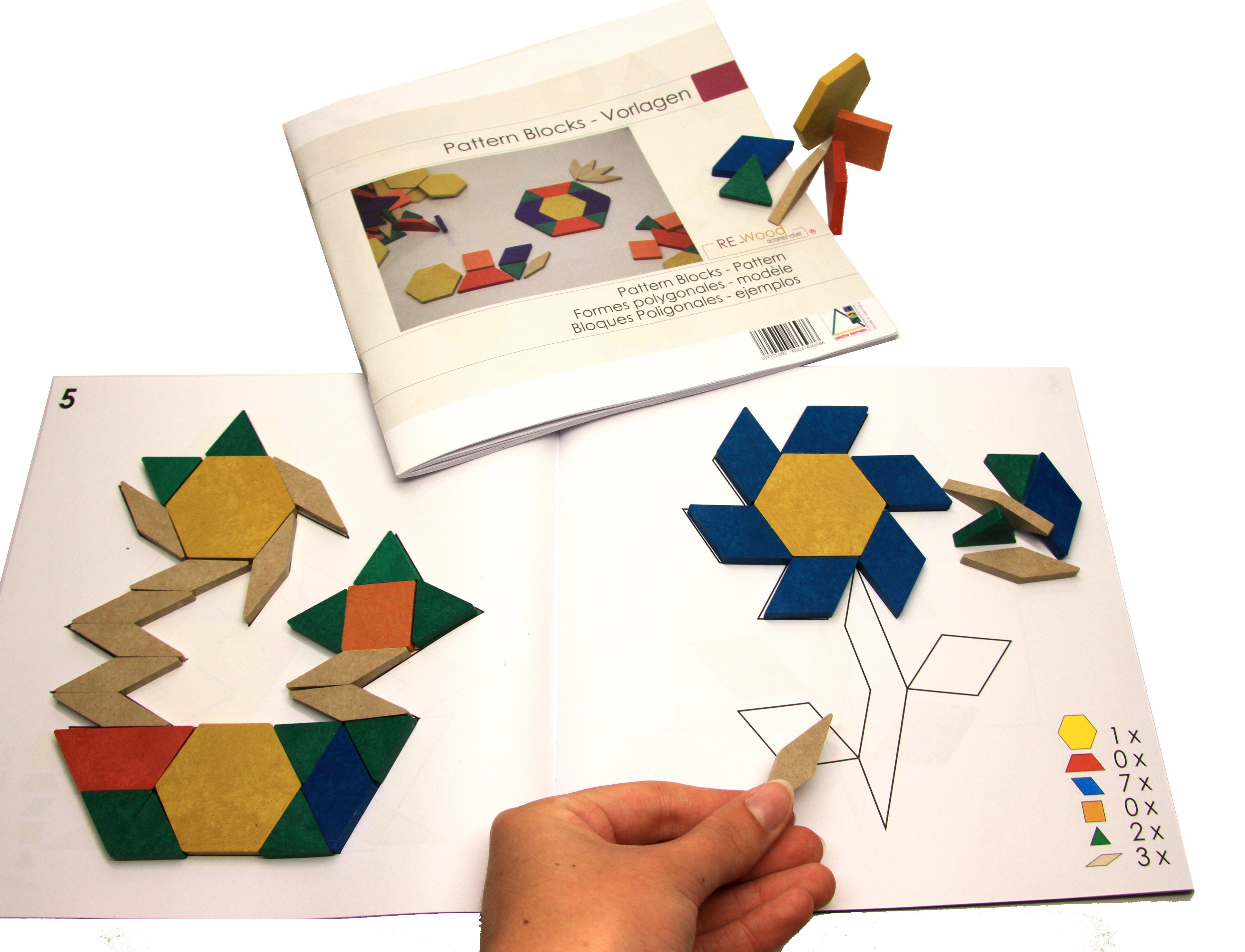 Wissner® aktiv lernen Lernspielzeug Vorlagen für Geometrische Legeplättchen (Pattern Blocks), Mandala, Aus 100% recyceltem Papier