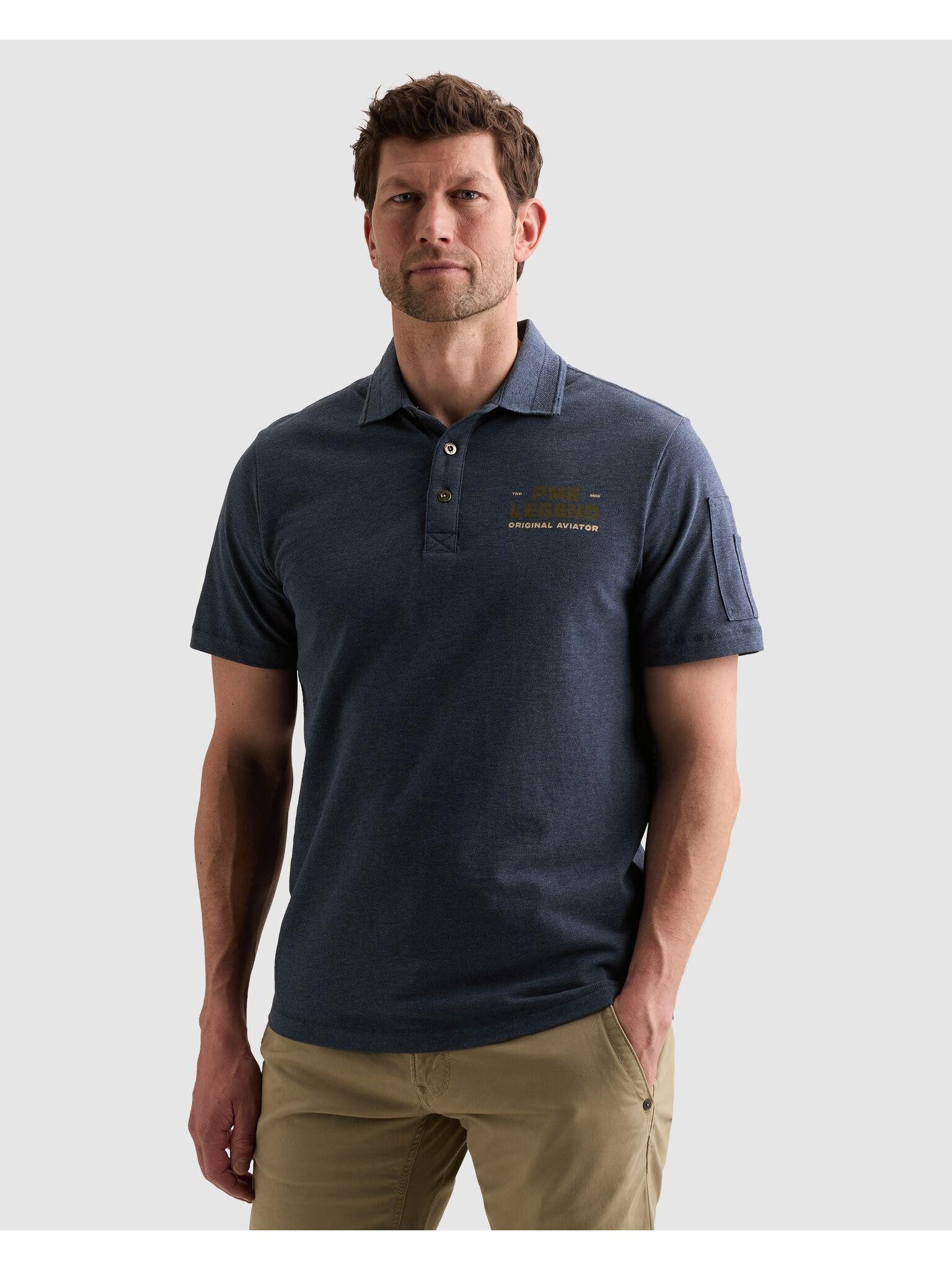 PME LEGEND Poloshirt Aufgesetzte Ärmeltasche mit Marken- Label