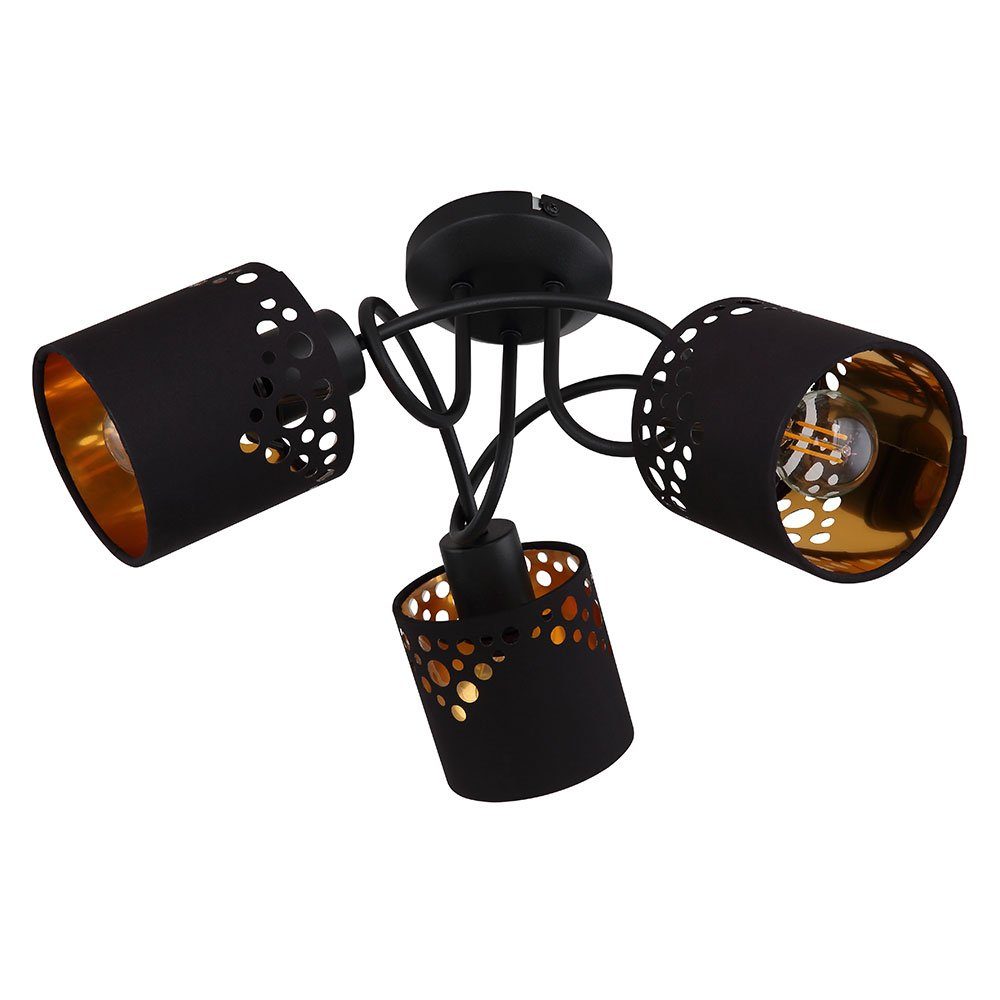 Schlafzimmerlampe Leuchtmittel 3 gold Globo inklusive, schwarz LED Deckenspot, flammig nicht Deckenleuchte Deckenlampe