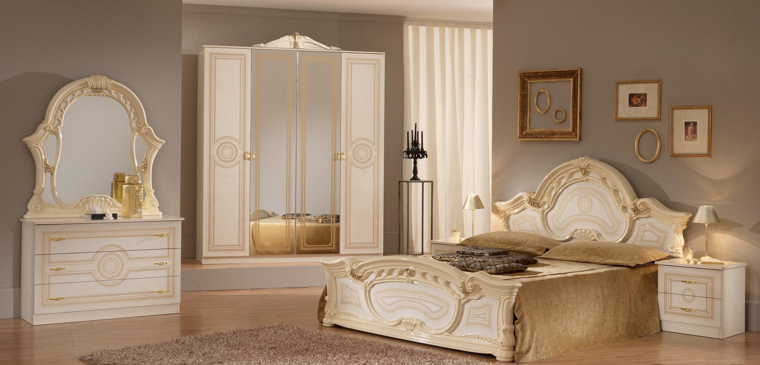 Xlmoebel Komplettschlafzimmer Design Schlafzimmer Set 6-teilig Bett Nachttisch Kommode, (6-tlg), Made in Europa