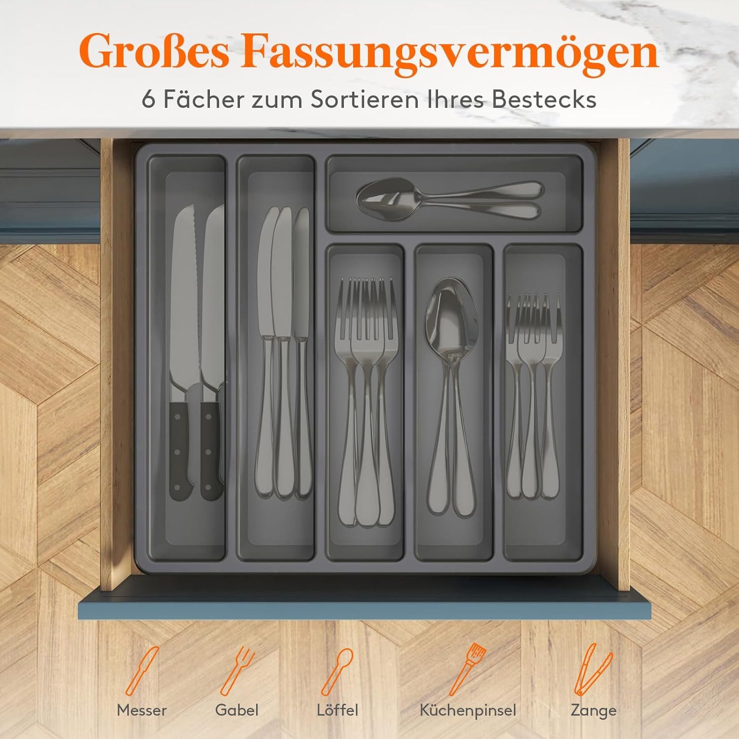 Auledio Besteckkasten Küchenbesteck-Aufbewahrungsbox mit Deckel, staubgesch günstig online kaufen