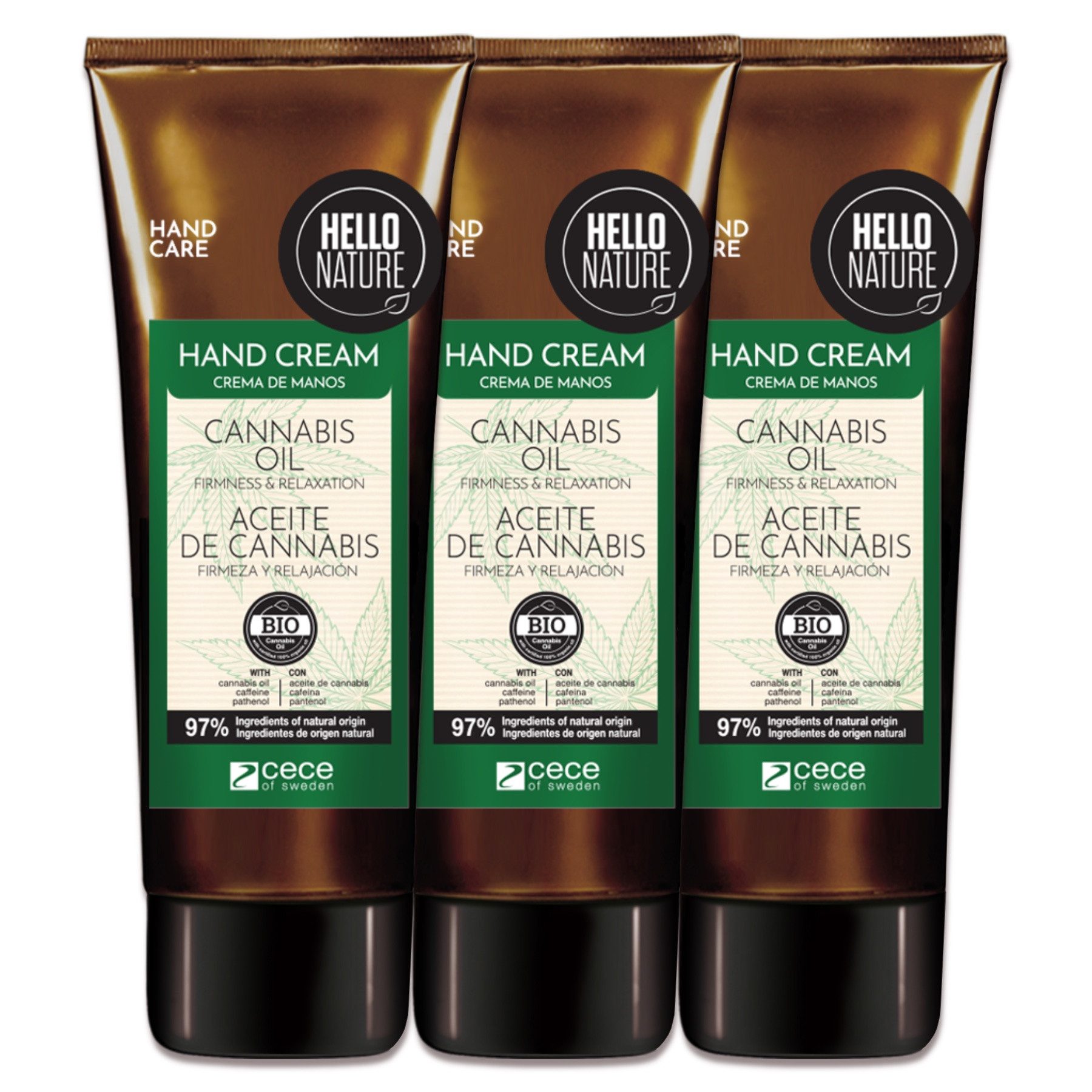 P-Beauty Cosmetic Accessories Handcreme Hello Nature Handpflegecreme Hautpflege mit Hanföl Bio Vegan, 3-tlg., Handpflege, Handcreme, Hello Nature, Cannabis