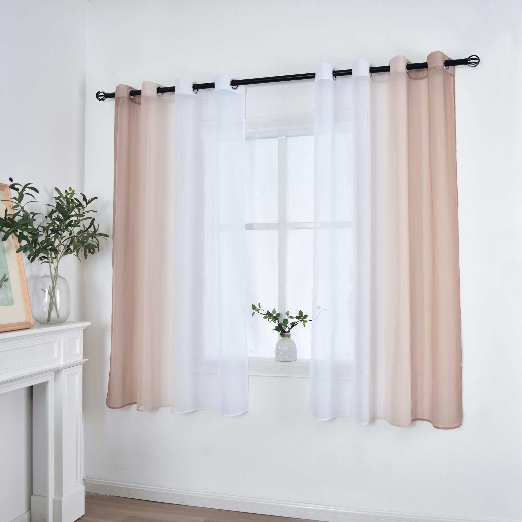 Gardinenbox Gardine (2 St), Ösen, transparent, Voile, Farbverlauf Vertikal günstig online kaufen