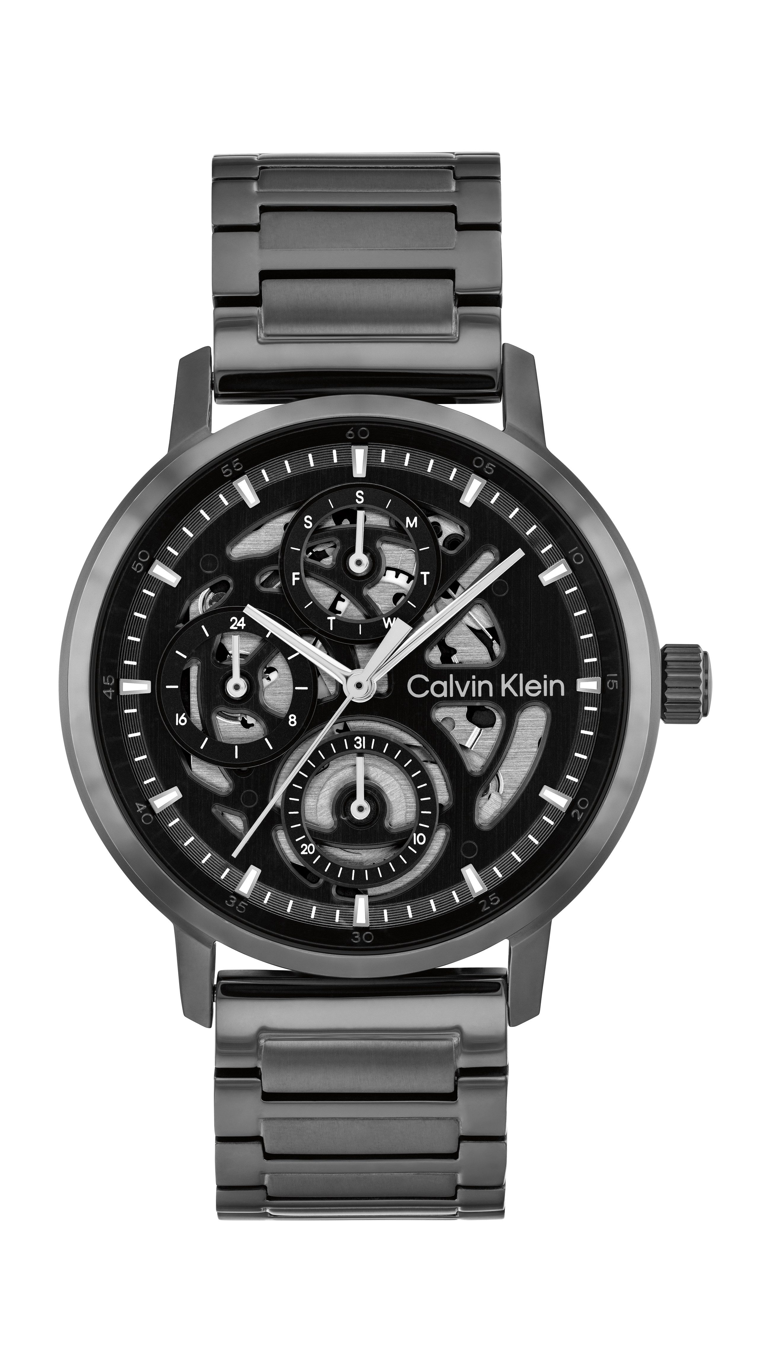 Calvin Klein Multifunktionsuhr GAUGE 25200563, Quarzuhr, Armbanduhr, Herrenuhr, Edelstahlarmband, analog