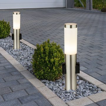 etc-shop LED Außen-Stehlampe, Leuchtmittel inklusive, Warmweiß, 2er Set 7 Watt LED Edelstahl Outdoor Steh Lampe