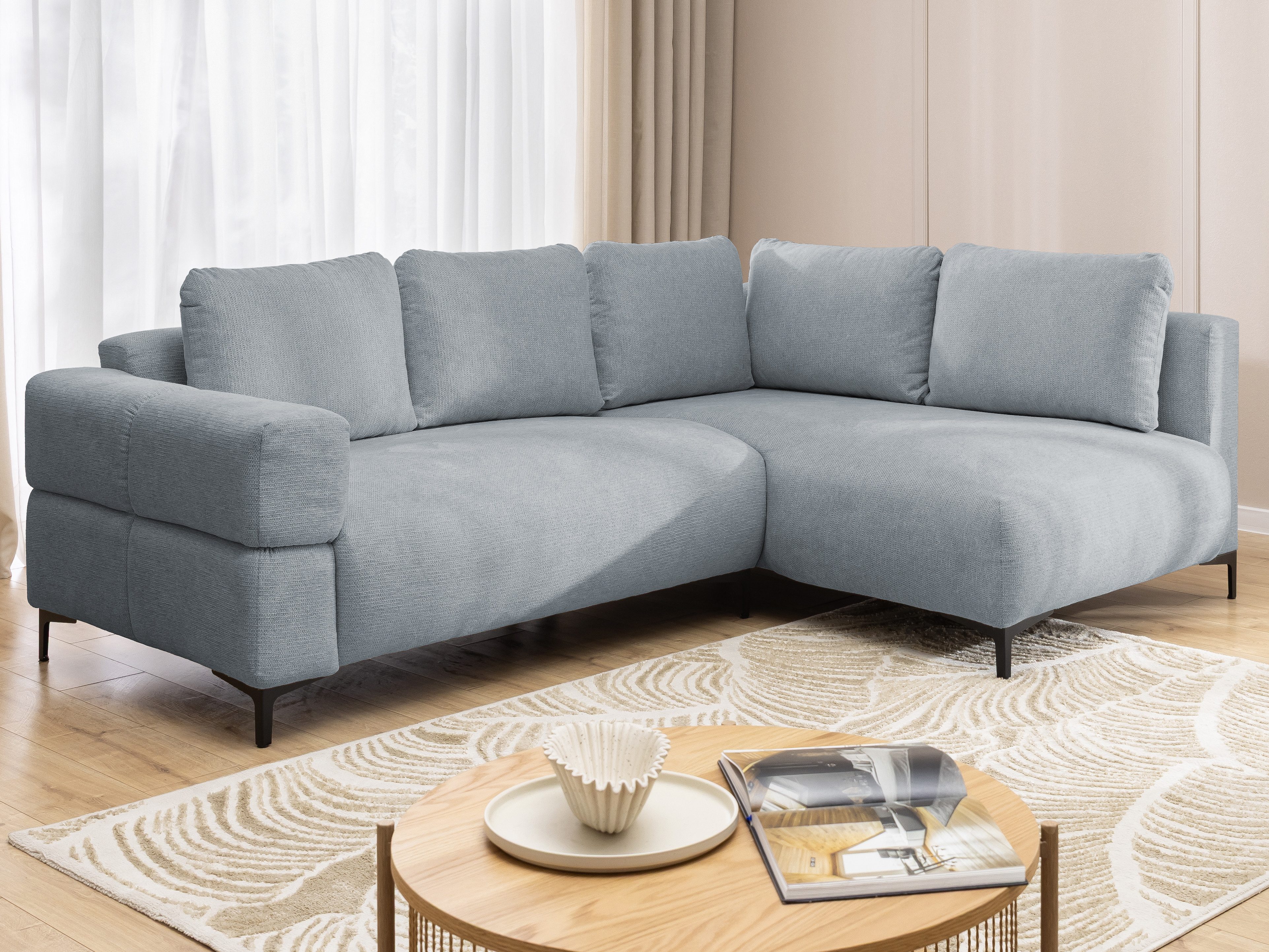 S-Style Möbel Ecksofa Cardea in Bubble-Optik aus weichem Strukturstoff mit hohem Sitzkomfort, mit Wellenfederung