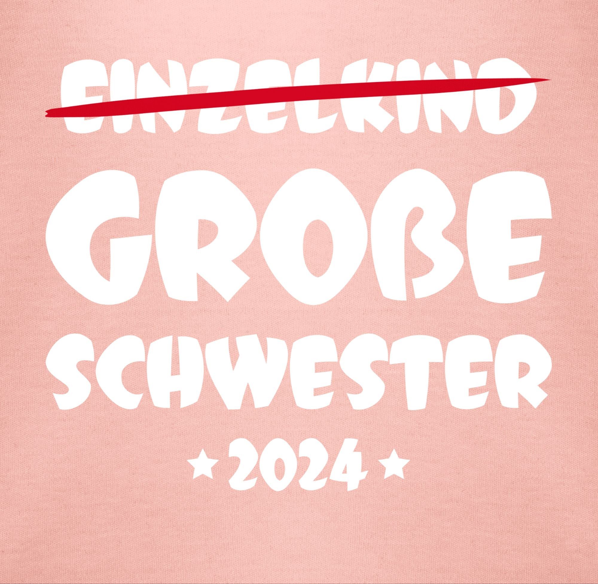 T-Shirt Schwester 2024 und Geschwister Shirtracer Große Einzelkind Bruder 1 Schwester Babyrosa