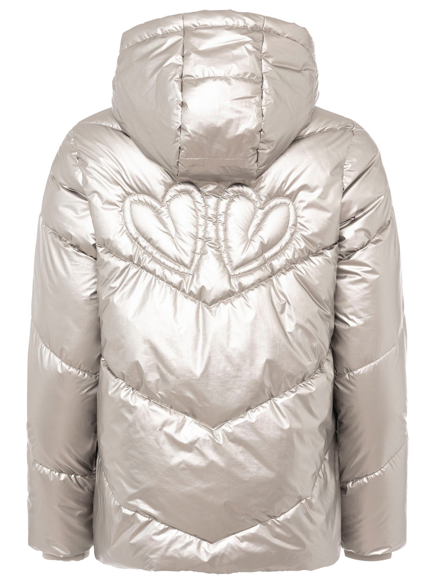 Zwillingsherz Steppjacke "Zwillingsherz" glänzend, Kapuze, Herzchen-Prägung am Rücken