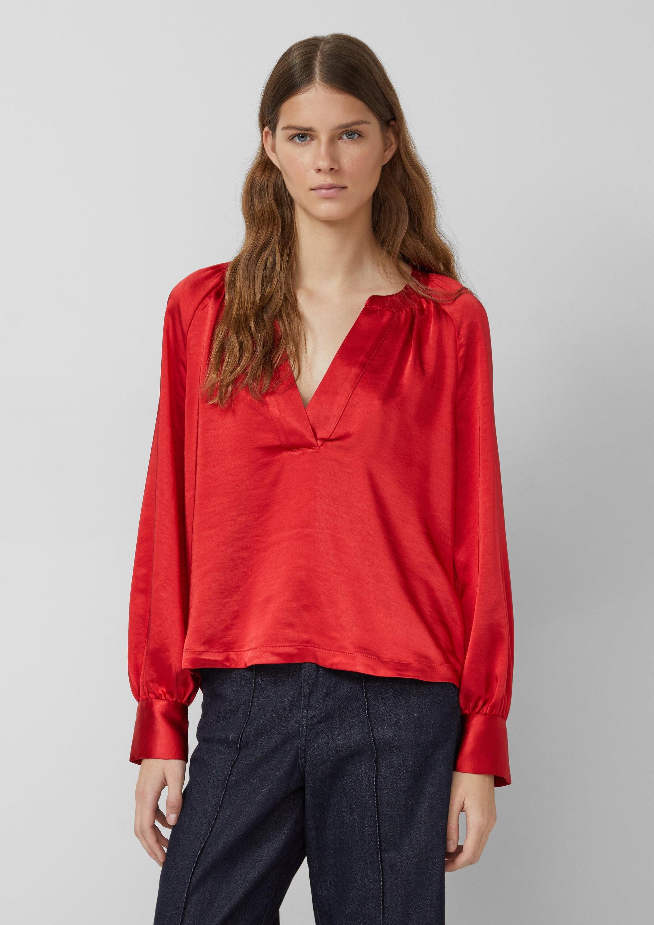 s.Oliver Langarmbluse Bluse Bluse aus Satin mit tiefem V-Ausschnitt günstig online kaufen