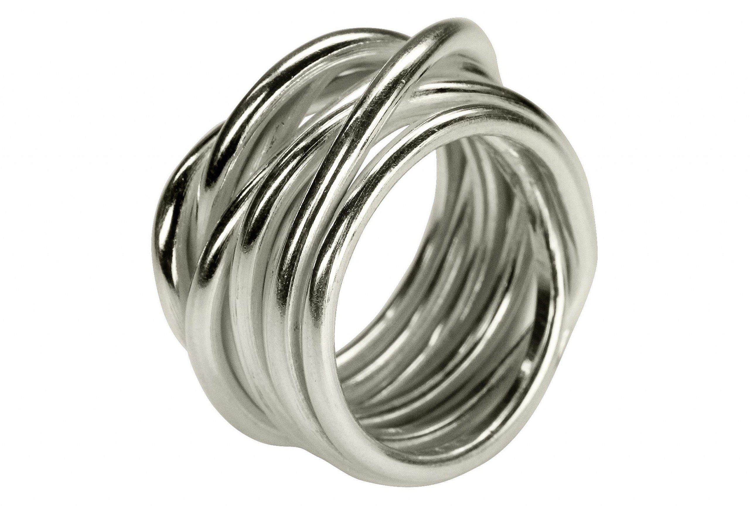 SILBERMOOS Partnerring Fein-geschmiedeter Wickelring, 925 Sterling Silber