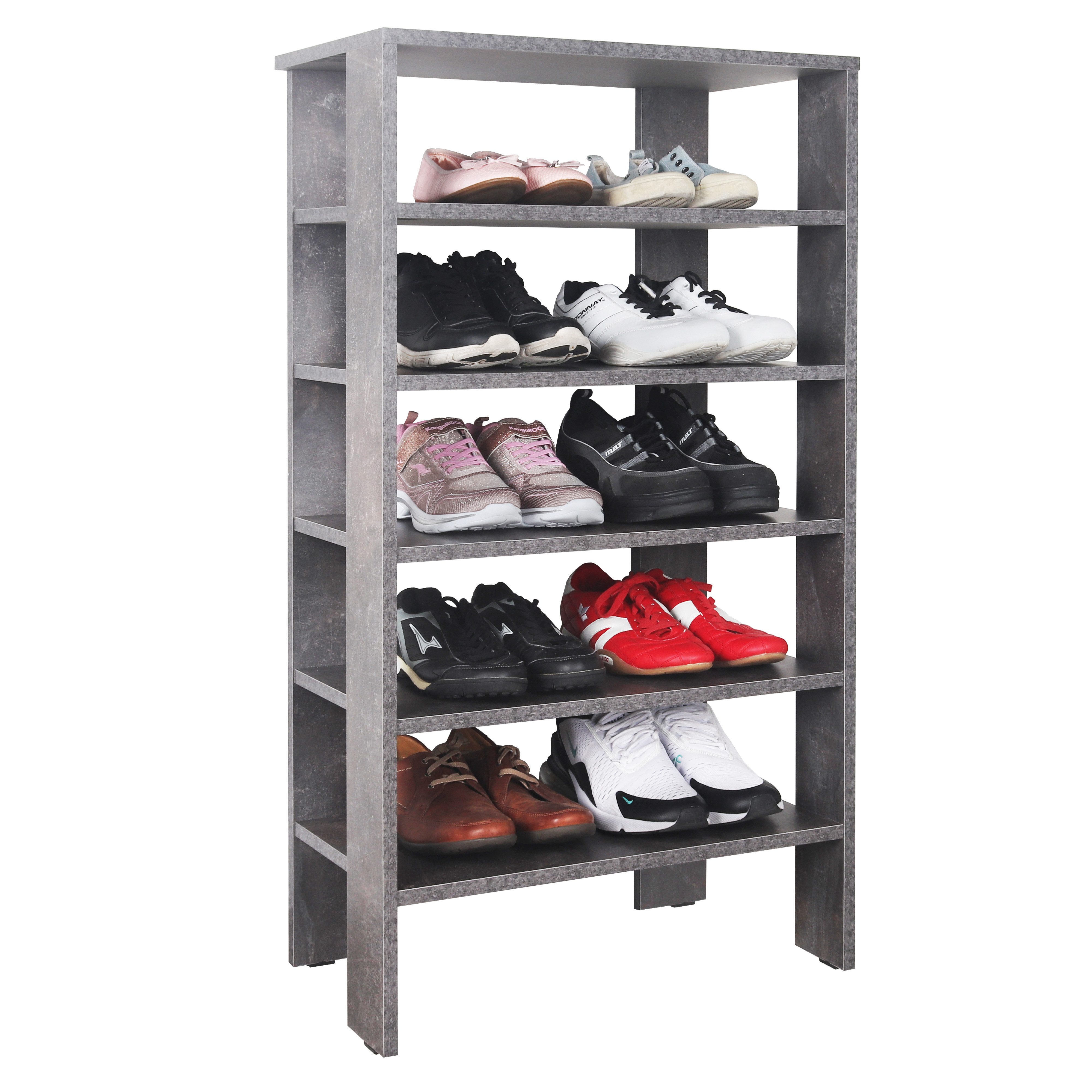 RICOO Schuhregal WM041-BG, 1-tlg., Schuhablage hohes Regal Hochregal schmal Standregal CD Dekoregal
