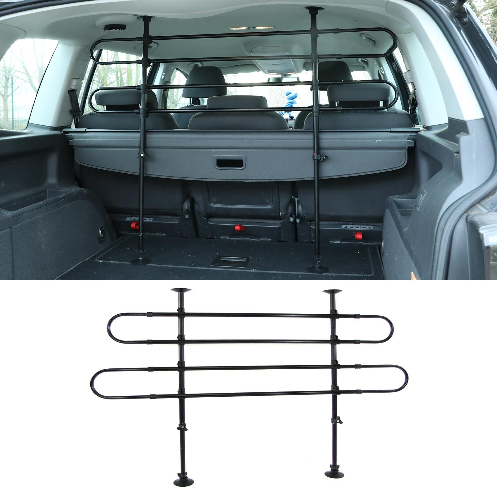 RAMROXX Hundegitter PKW KFZ Auto Kombi Schutzgitter Gepäckraum verstellbar universal