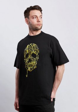 Novux T-Shirt Oversize CAUTION Herren Tshirt farbe Schwarz (1-tlg) aus Baumwolle