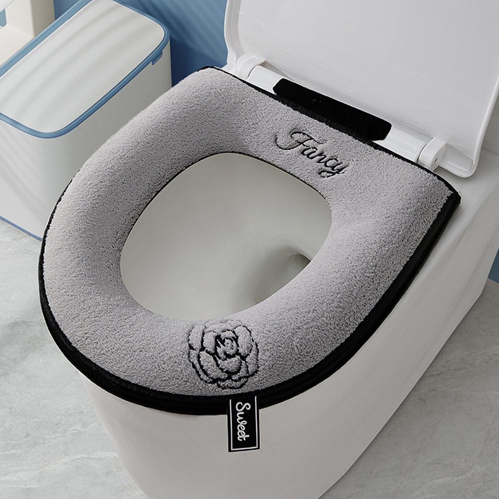 Diwzbyn WC-Deckelbezug Plüsch-Toilettensitzbezug Matte mit Griff und Reißverschluss, Warmer, Waschbarer, Dicker – Bild 2 von 5