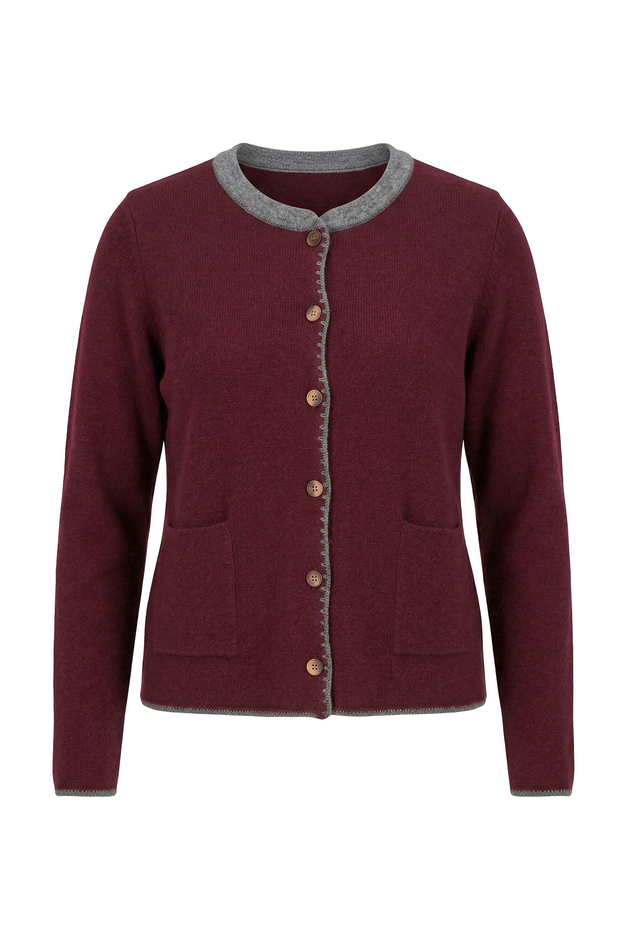 Ulla Popken Strickjacke Strickjacke Hirsch-Stickerei Trachtenknöpfe