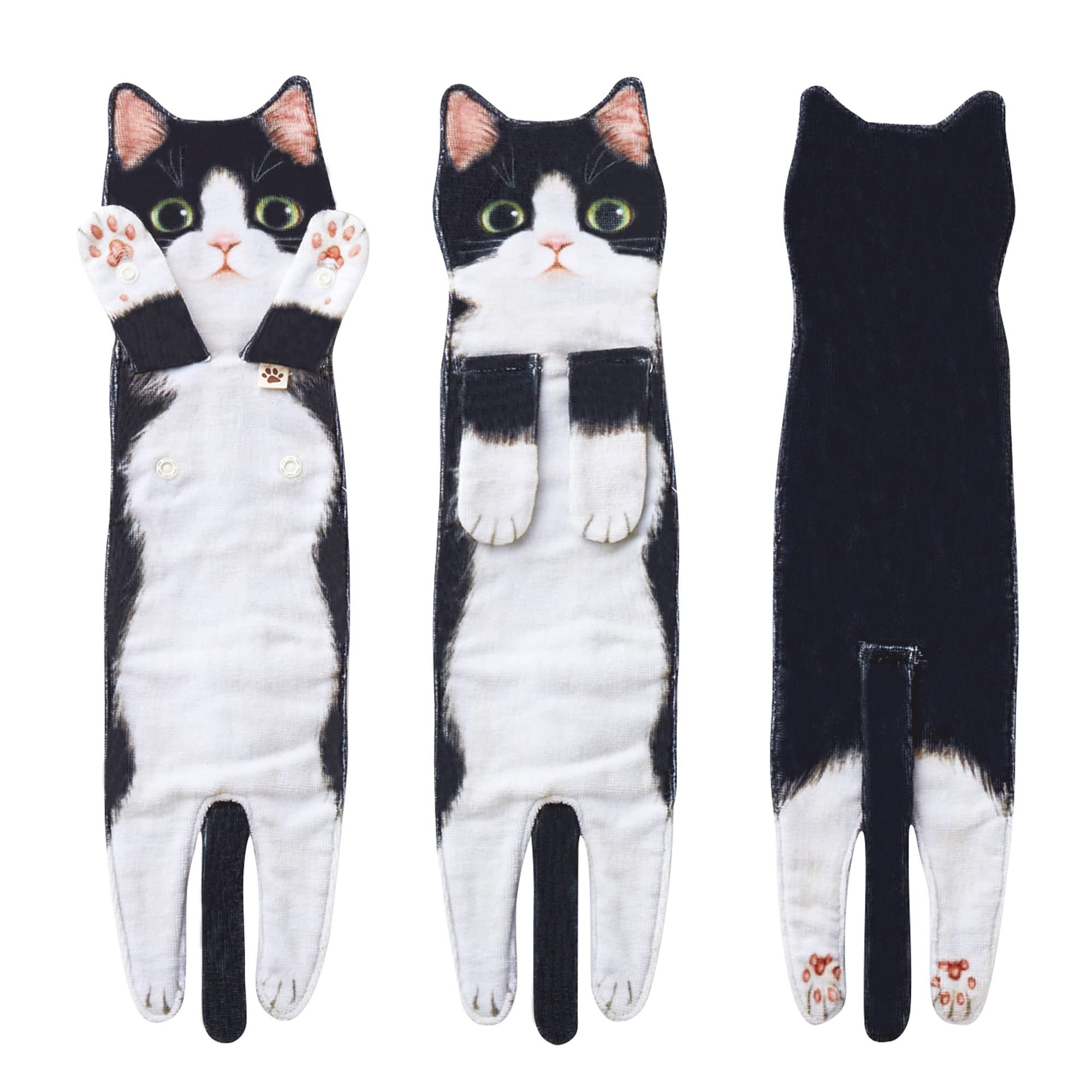 FOUORTUNATE-BEE Handtücher Lustiges Katzen-Handtuch zum Aufhängen für Küche und Bad, Katzenform-Handtuch Geschenkidee für Frauen, Geburtstag, Muttertag