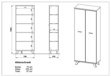 GERMANIA Mehrzweckschrank Aktenschrank Büroschrank OSLO 4054 im Scandi Style Weiß Sanremo Eiche