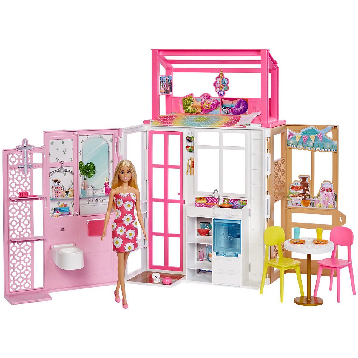 DIY Puppenhaus Puppenvilla Dollhouse Barbiehaus Spielzeughaus Spielhaus+3 Puppe 