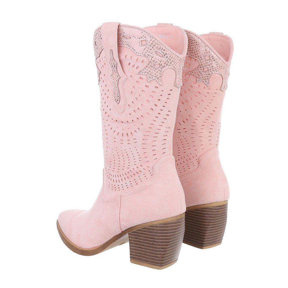 Ital-Design Damen Cowboyboots Western Westernstiefel (84160523) Blockabsatz Western- & Bikerstiefel in Rosa