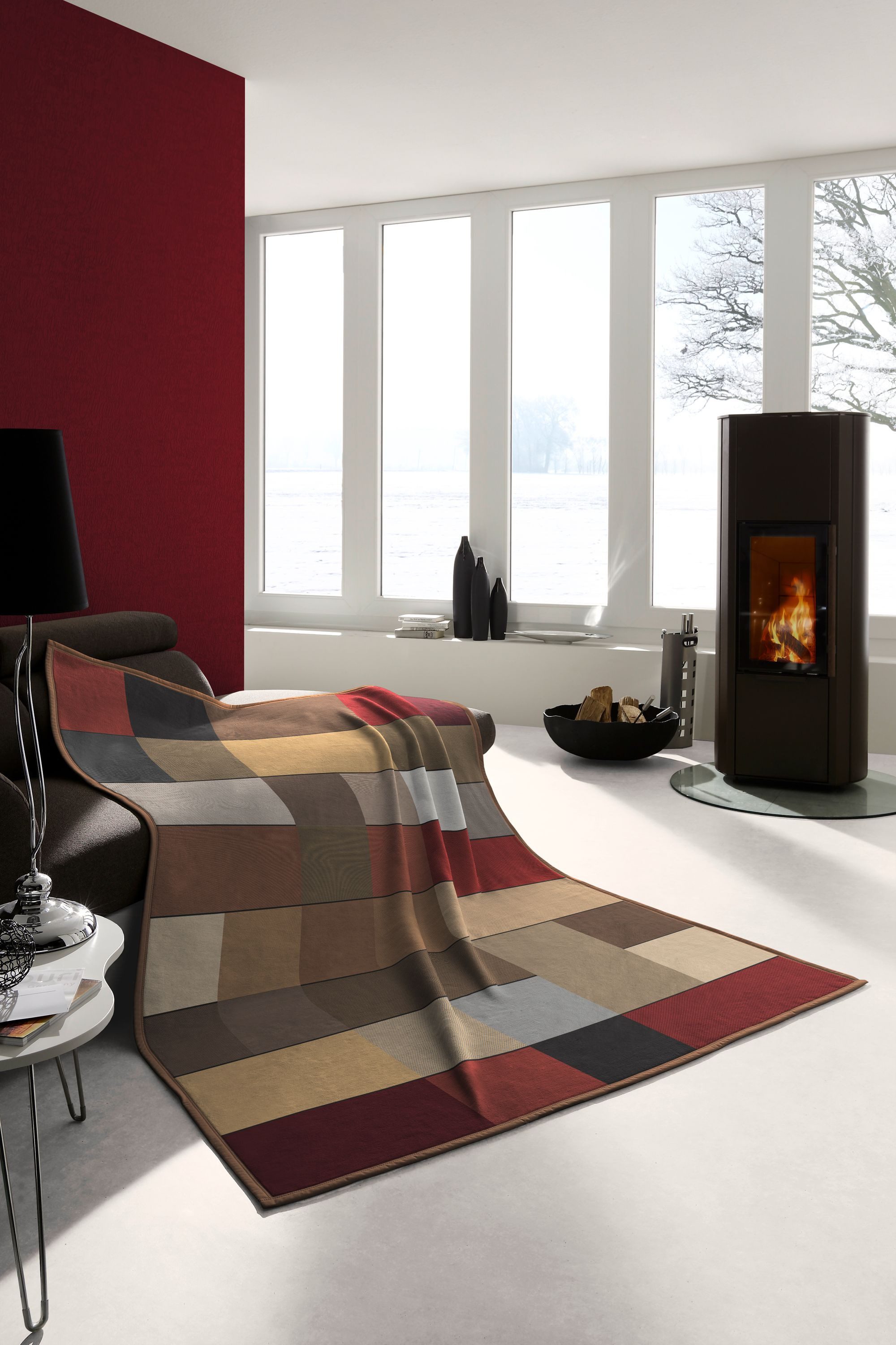 Wohndecke Cotton Home, Biederlack, Karo-Motiv, Blocking – Bild 2 von 4