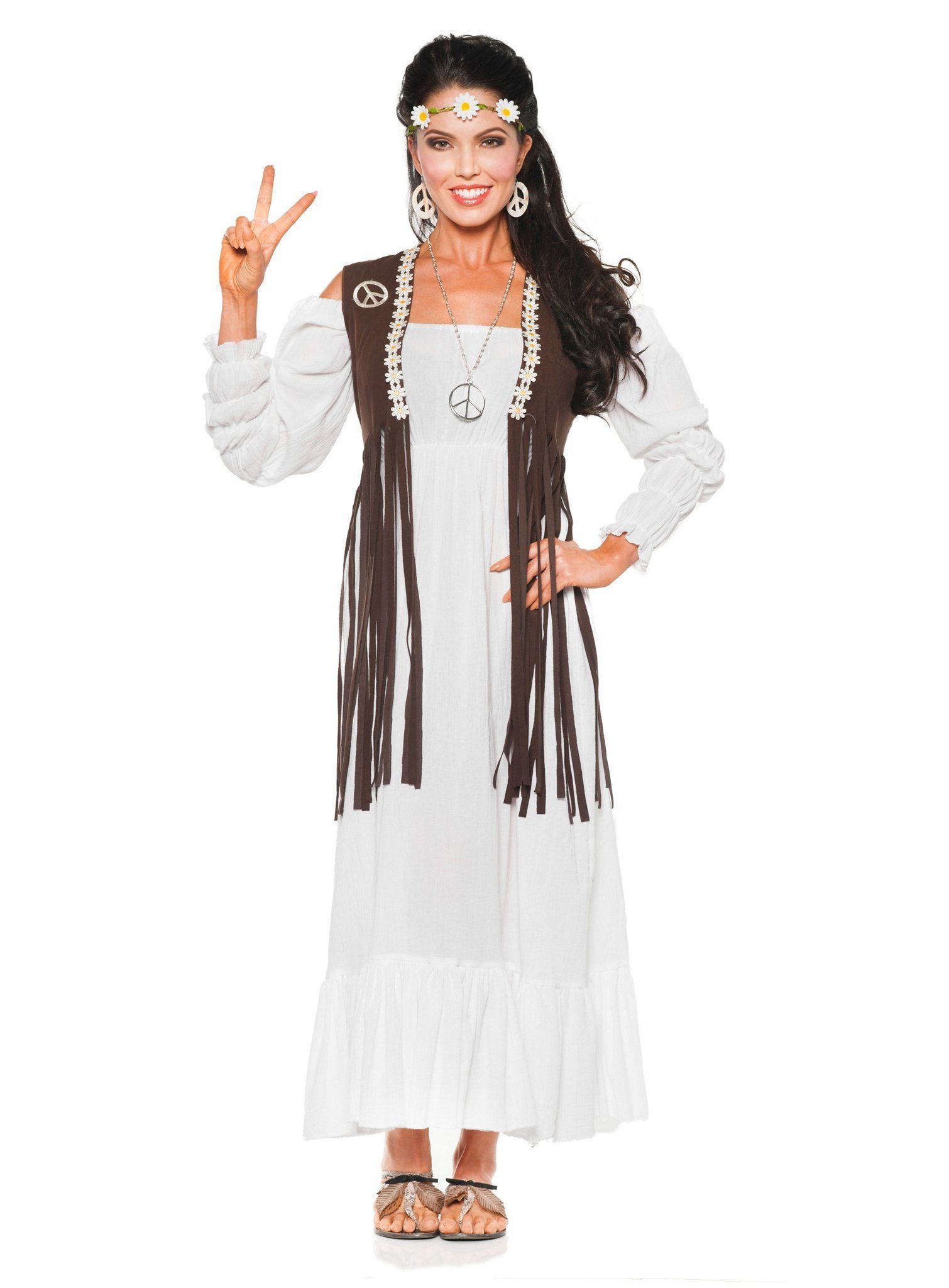 Underwraps Hippie-Kostüm 70er Hippie Kostüm Kleid Karneval Faschingskostüm, Hinreißendes Hippie Kostüm für Damen